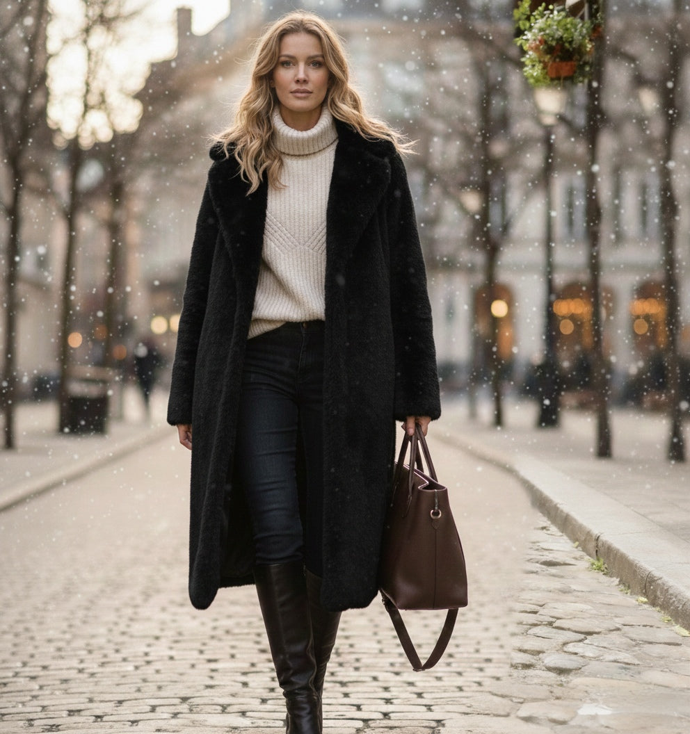 Manteau Fausse fourrure longue Avec Deux Boutons (x4)