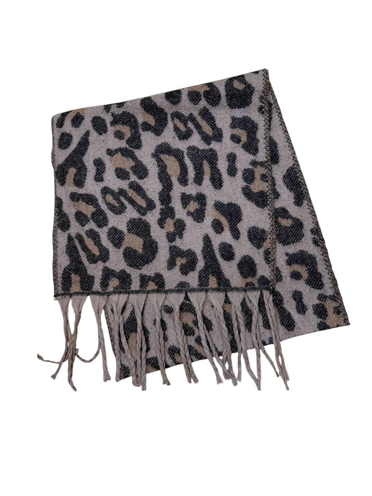 Écharpe à motif léopard avec franges, chaude automne‑hiver (x12)#22