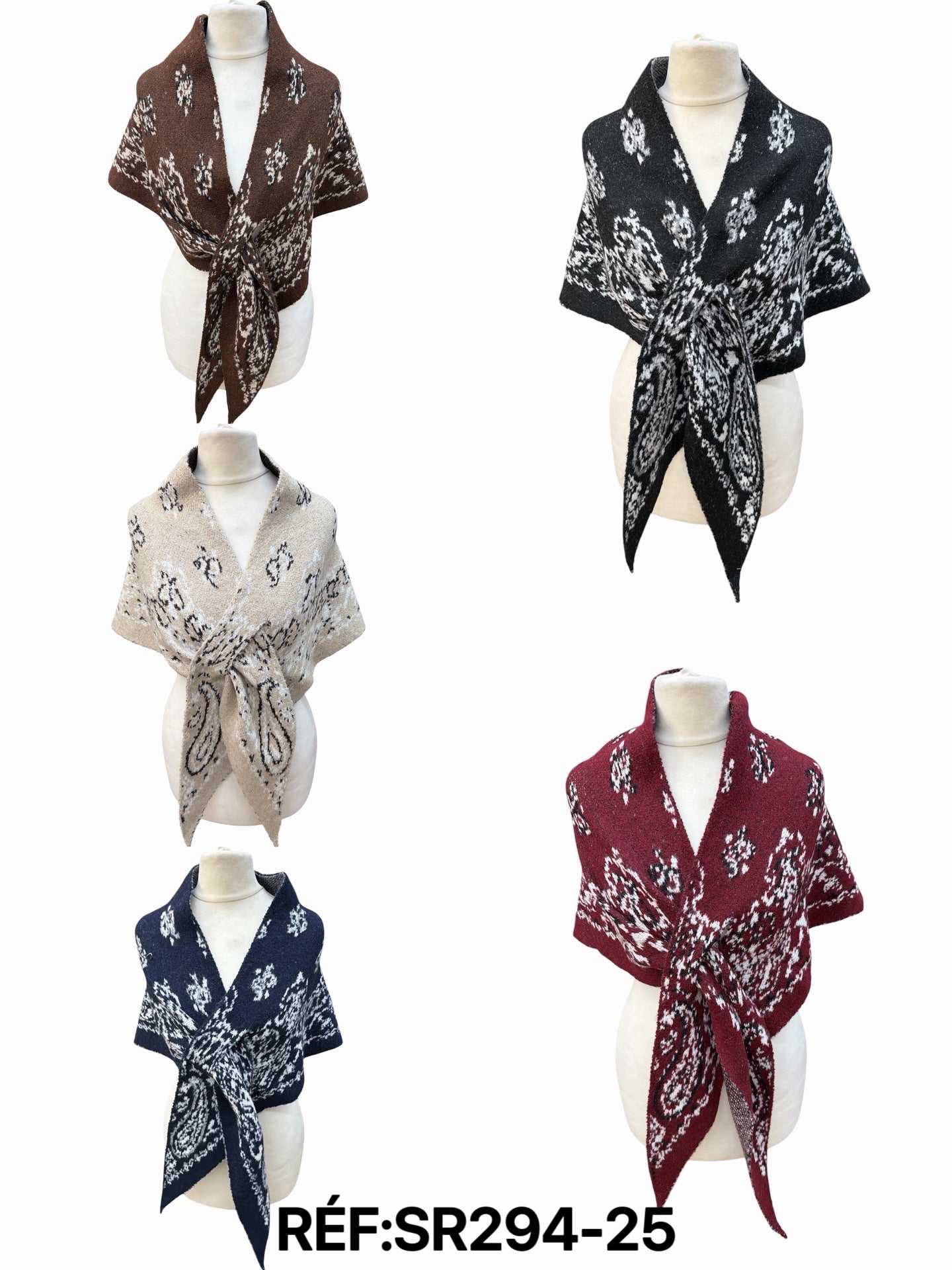 Foulard triangle motif cachemire paisley, châle poncho femme automne‑hiver(x6)#22