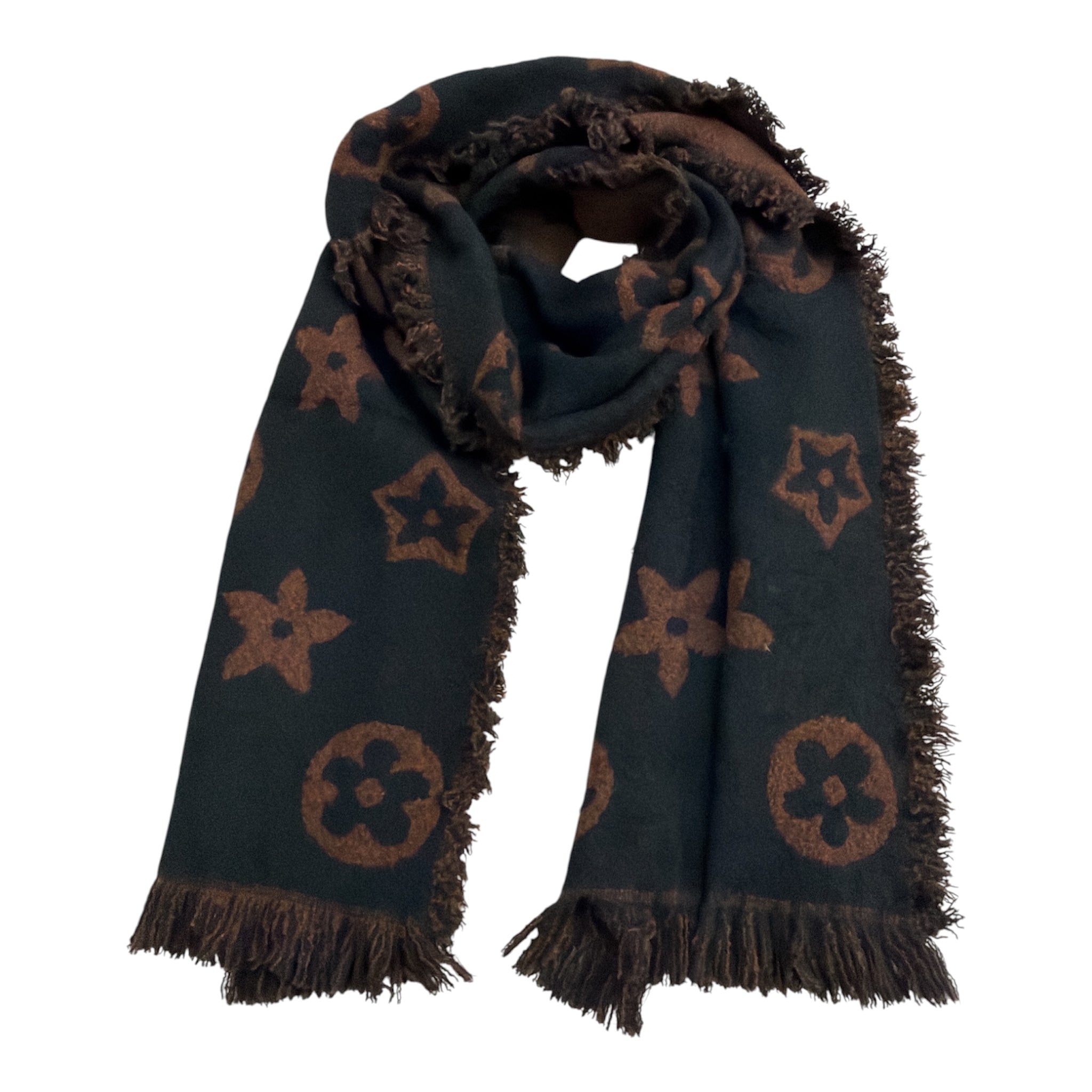 Écharpe grand modèle à motifs fleuris avec franges(x12)