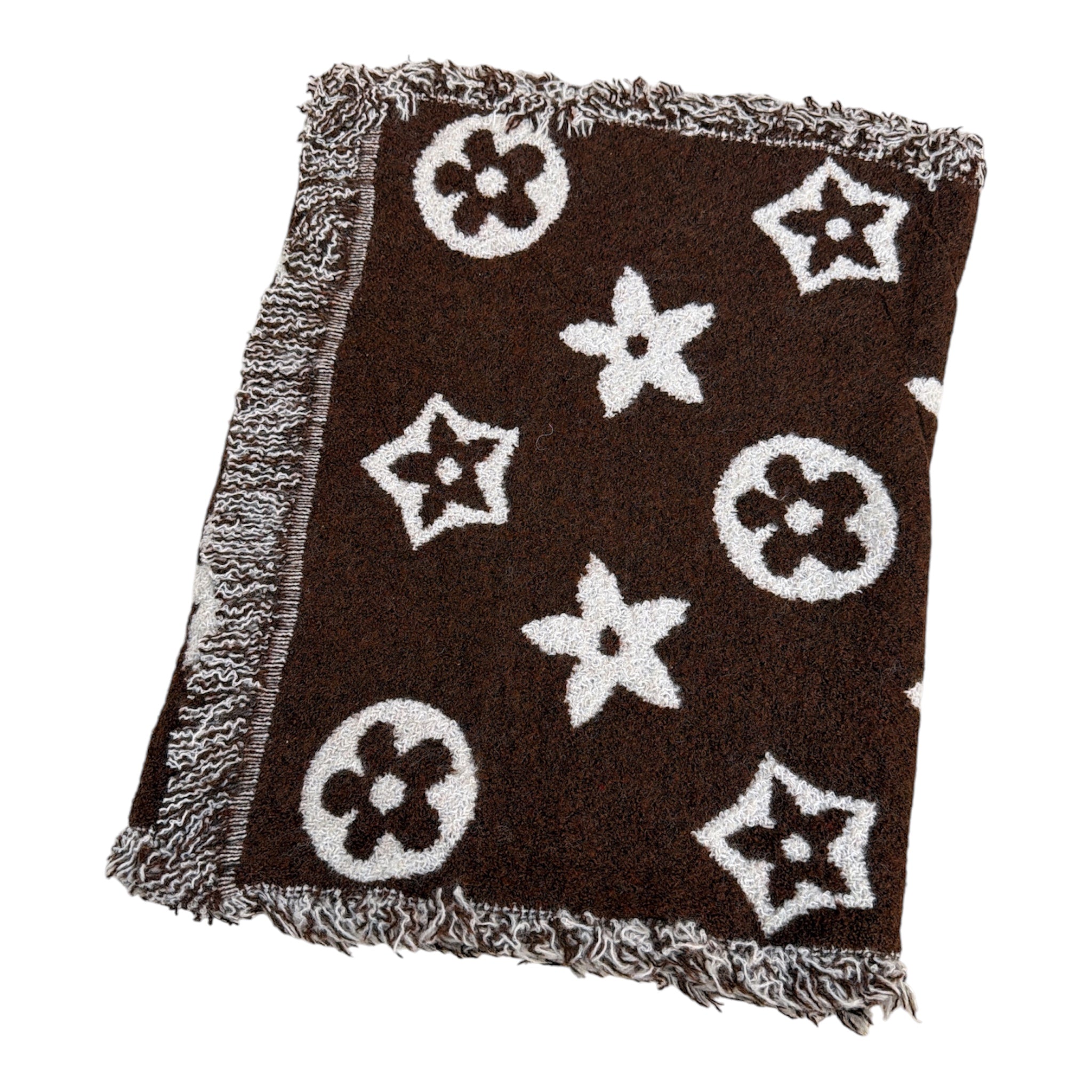 Écharpe grand modèle à motifs fleuris avec franges(x12)