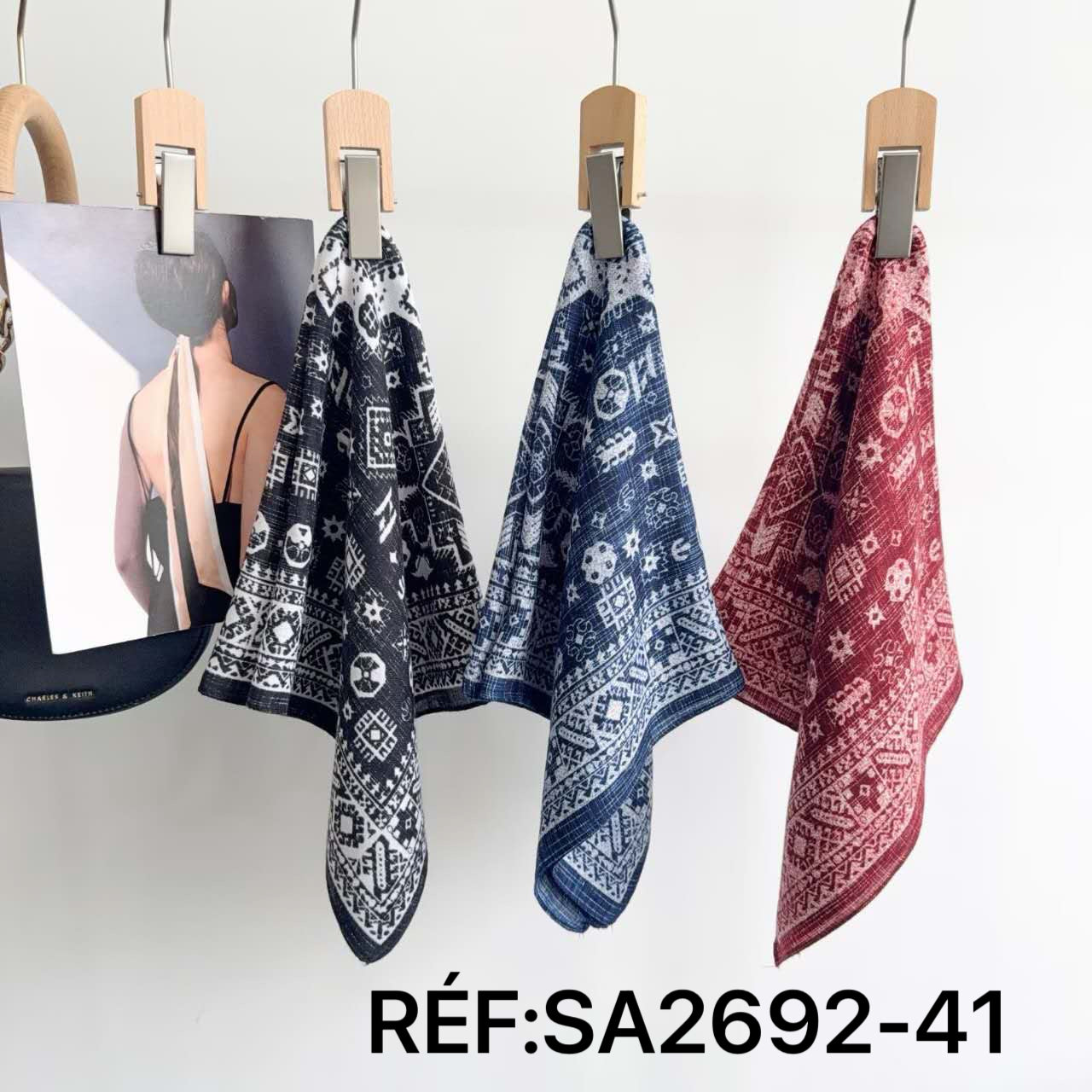 Foulard carré ethnique à motifs géométriques (x12)#41