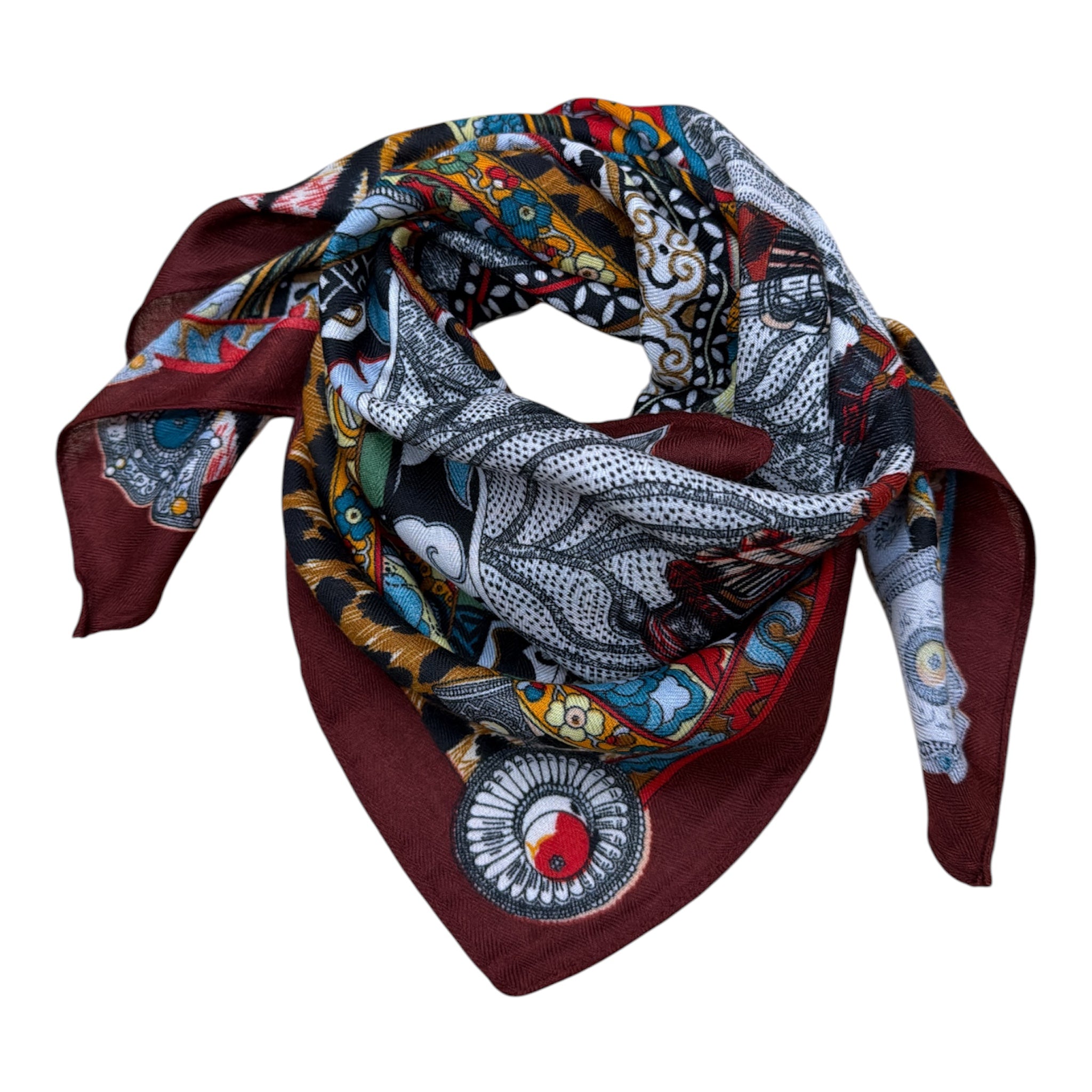 Foulard Carré femme style ethnique imprimé léopard et tigre, (x12)