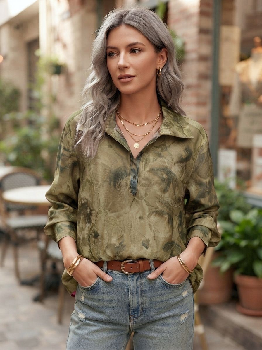 Blouse ample en tissu métallisé Tissu doré brillant à l'aspect lamé(x6)