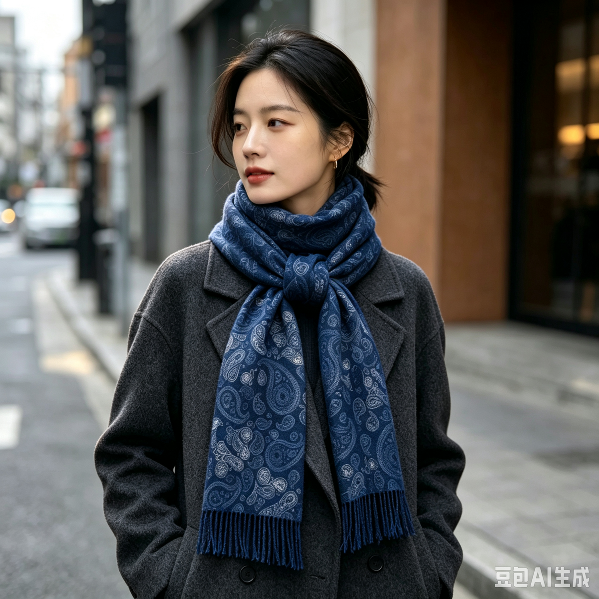 Écharpe longue paisley à franges pour femme (x12)#60