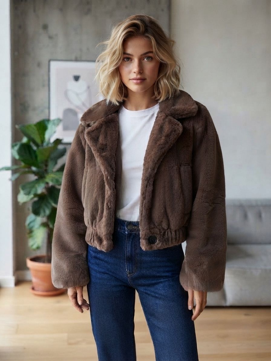 Manteau Fausse Fourrure Courte (x5)