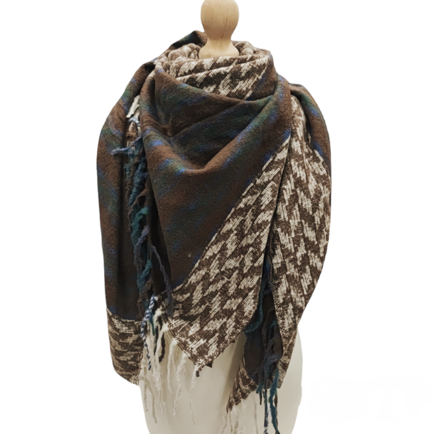 Écharpe châle motif Pieds de Poules 130x130 (X10) #33