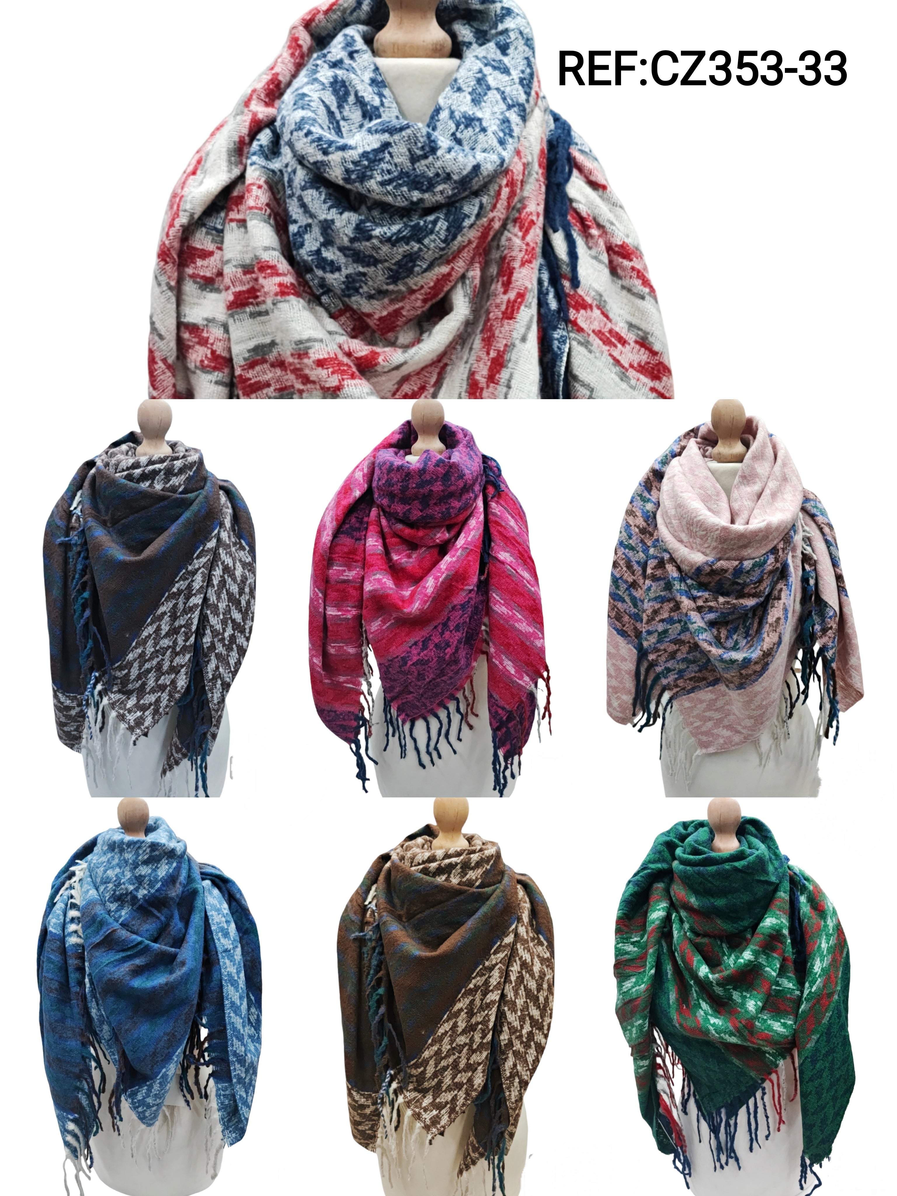 Écharpe châle motif Pieds de Poules 130x130 (X10) #33