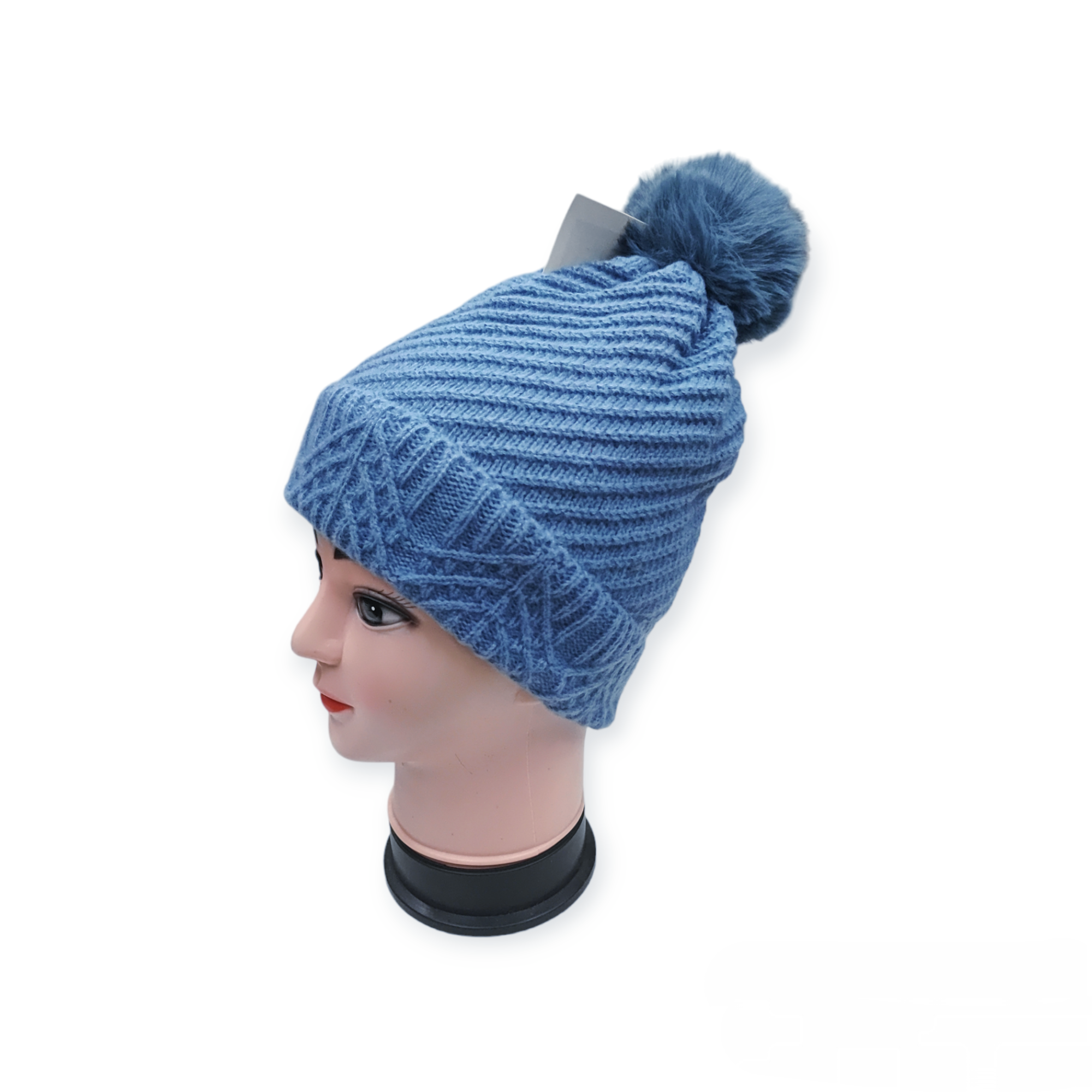 Bonnet Femme fourré pompon (x12) #-4