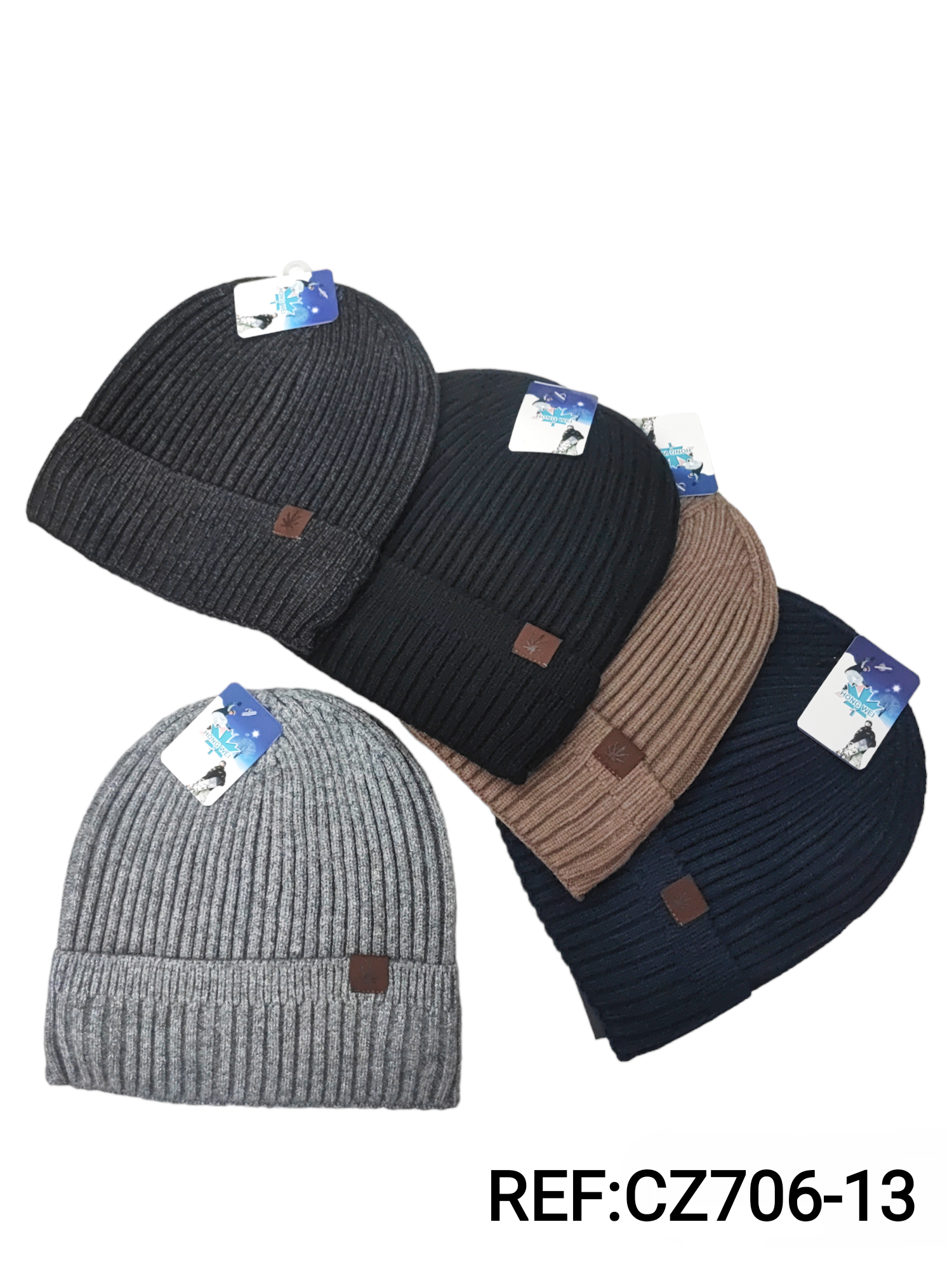 Bonnet polaire couleur uni motif Feuilles (x12)#13