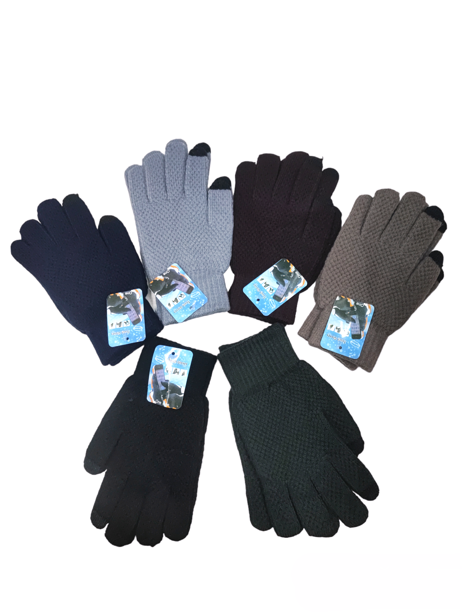 Gants homme tricotés tactiles (x12) H6