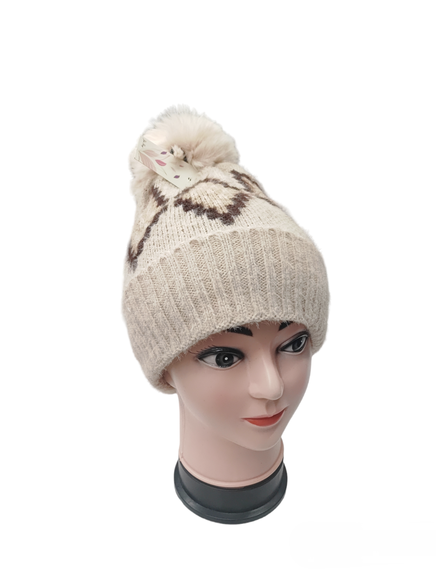 Bonnet Femme fourré pompon (x12) #2