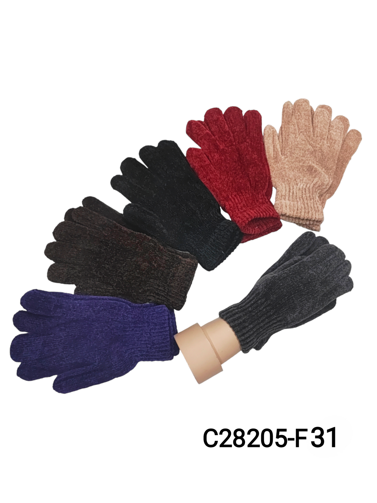 Gants d'hiver en chenille tricotés pour femme (x12)F2
