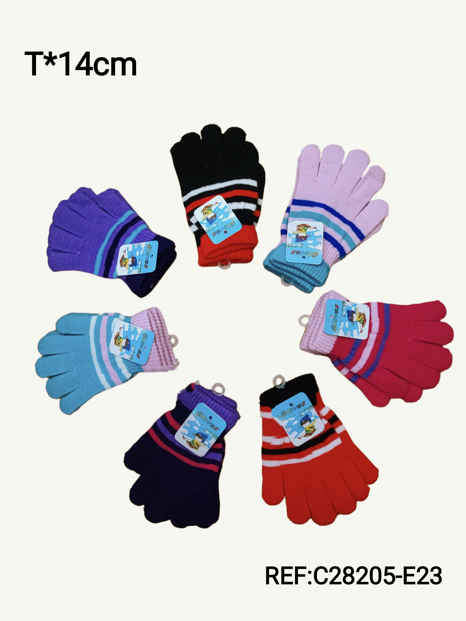 Gants enfant rayé 4/8ans (x12) E23