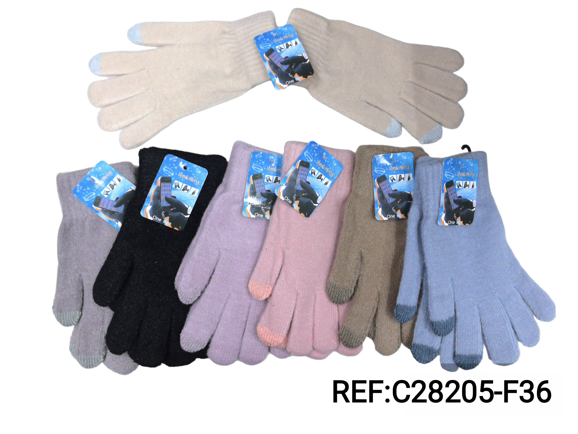 Gants femme molletonnées tactiles (x12) F36