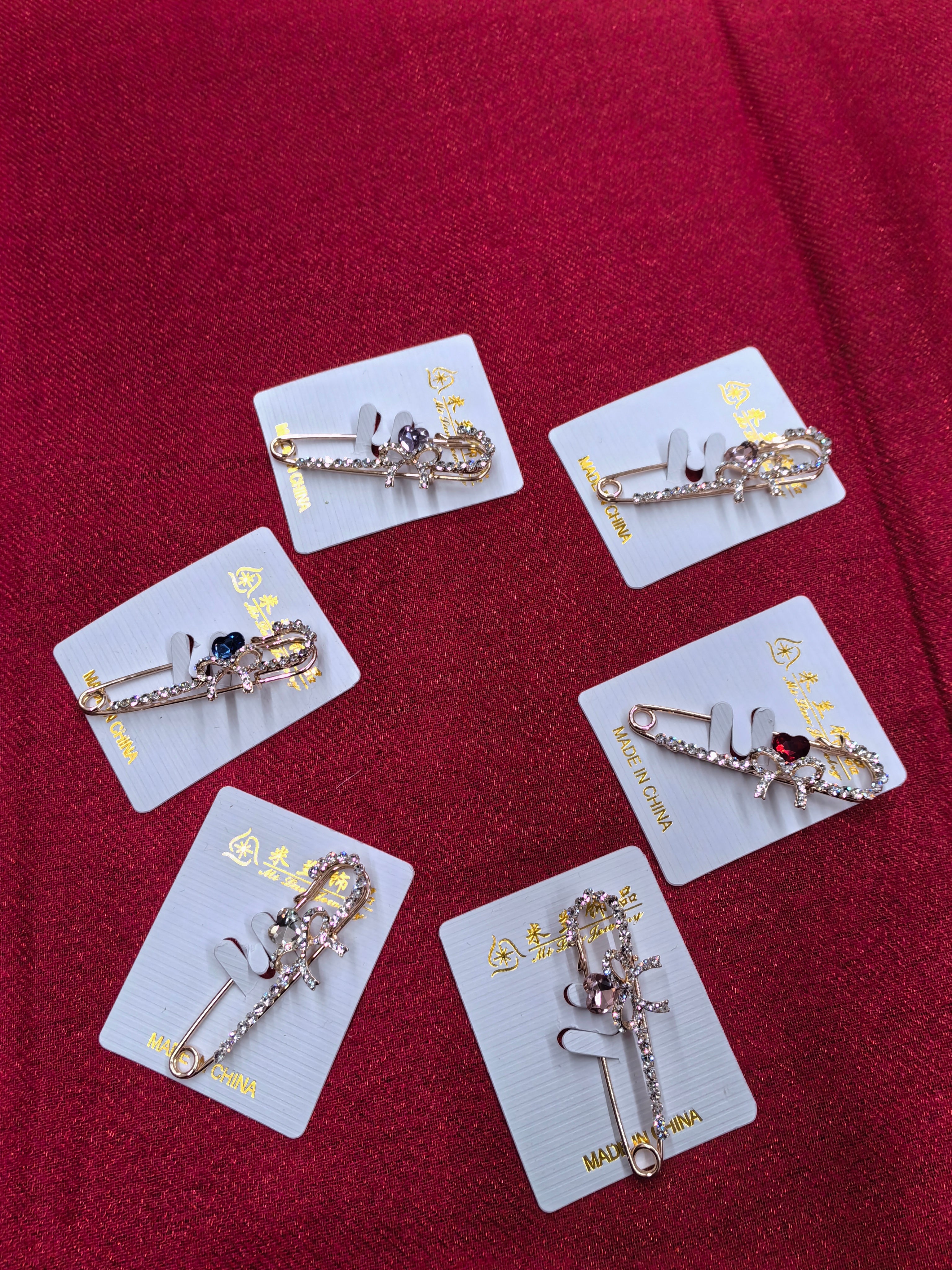 Broche epingle coeur noeud papillon#CZB9-11 (x6)