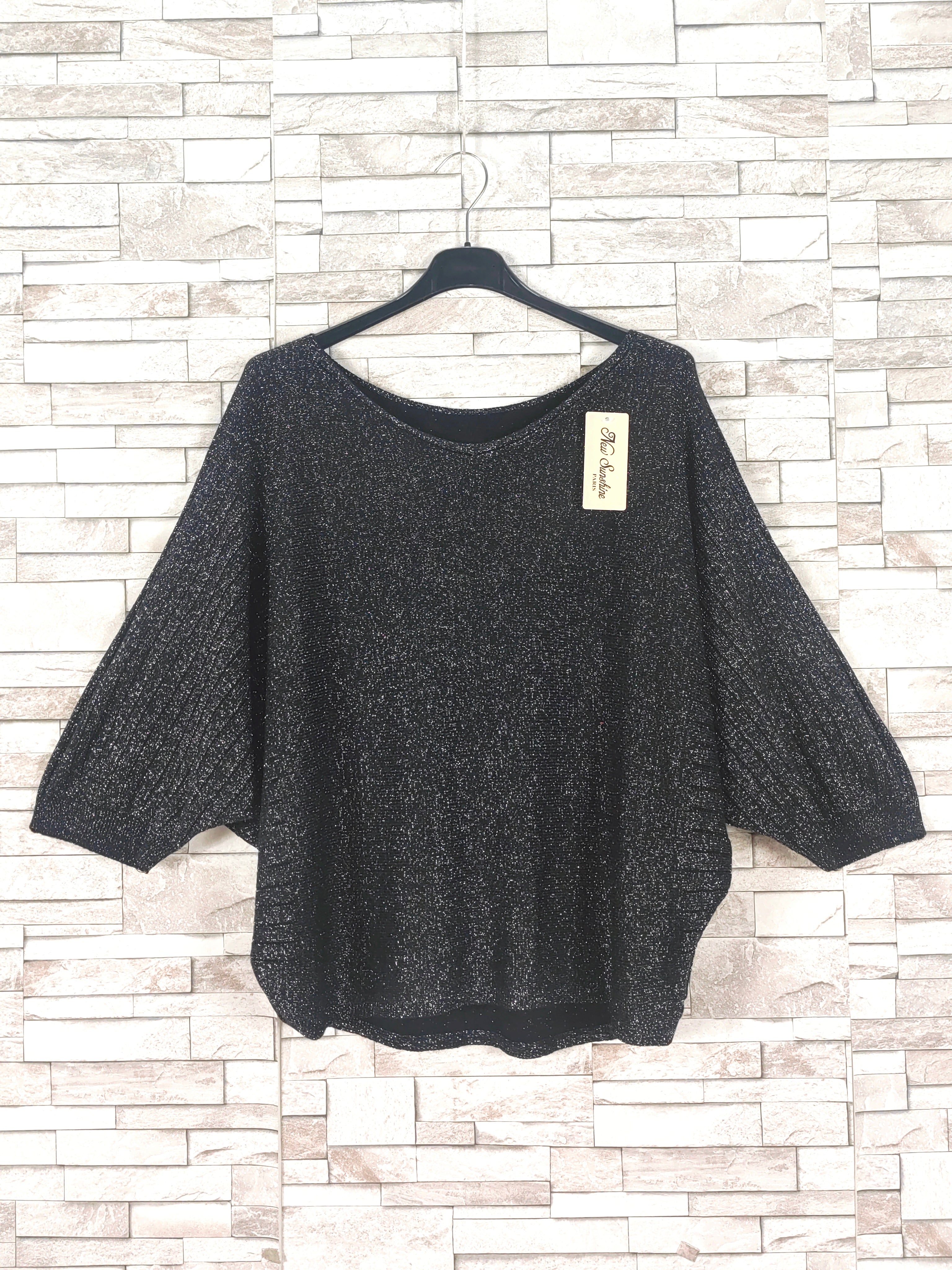 Pull manches chauve-souris avec fils brillants (x9)