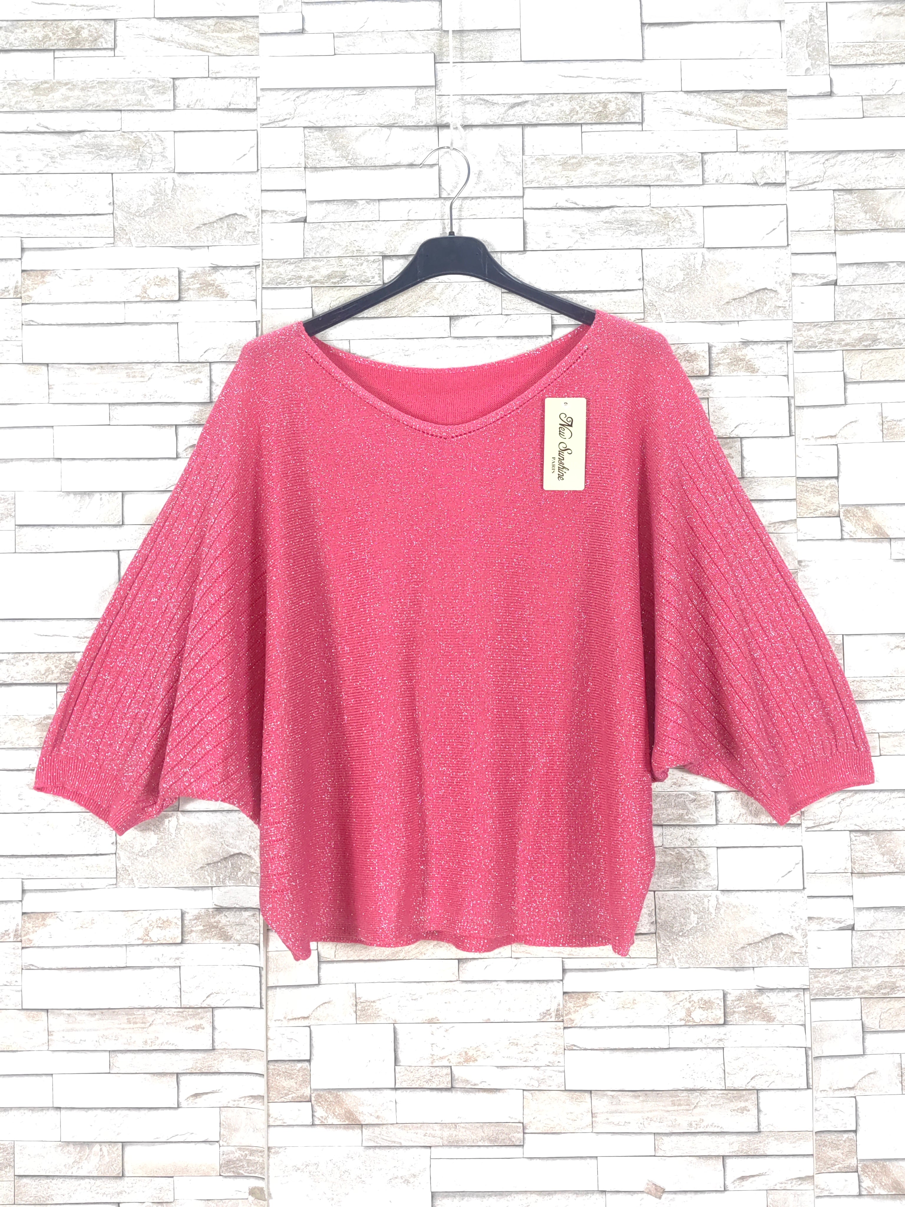 Pull manches chauve-souris avec fils brillants (x9)