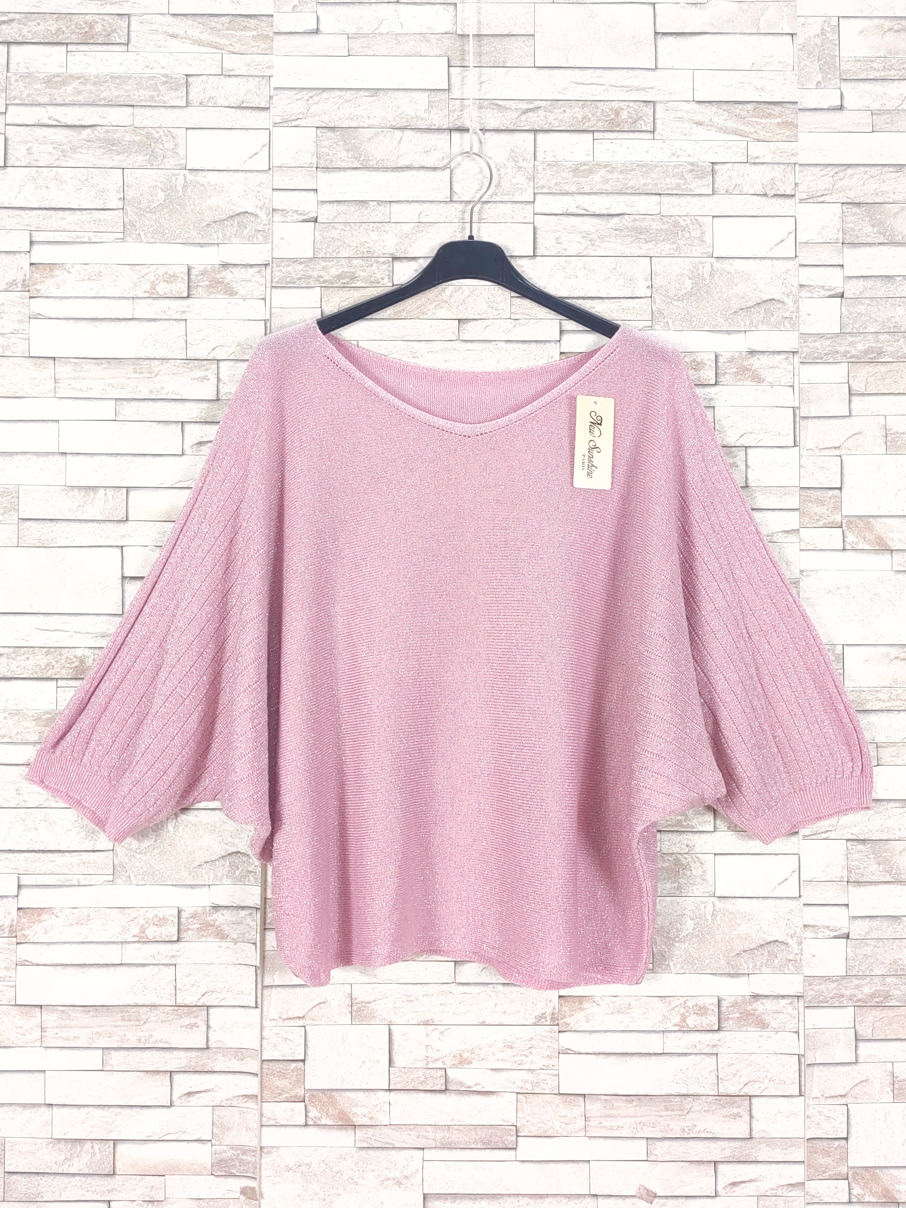 Pull manches chauve-souris avec fils brillants (x9)