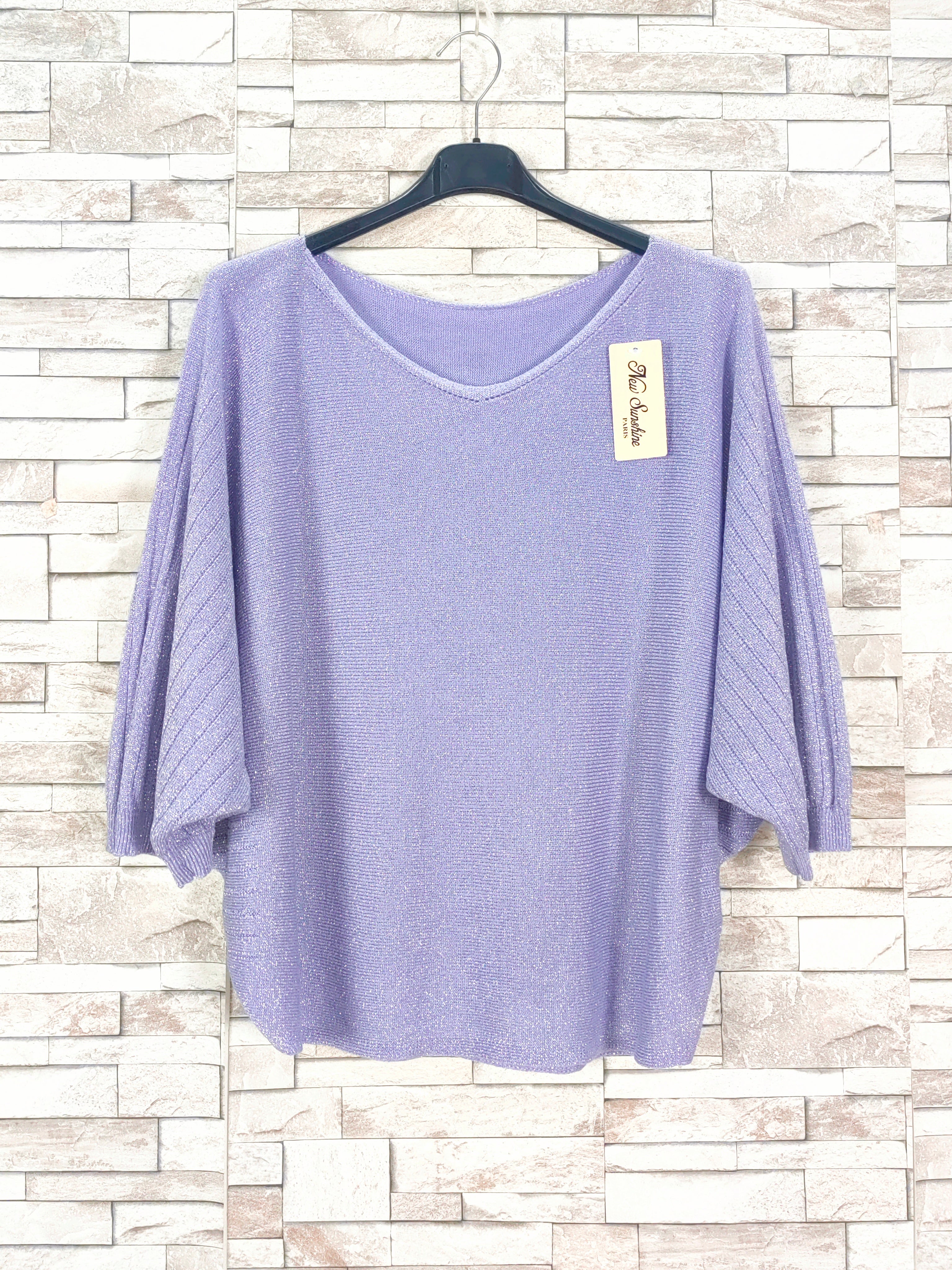 Pull manches chauve-souris avec fils brillants (x9)