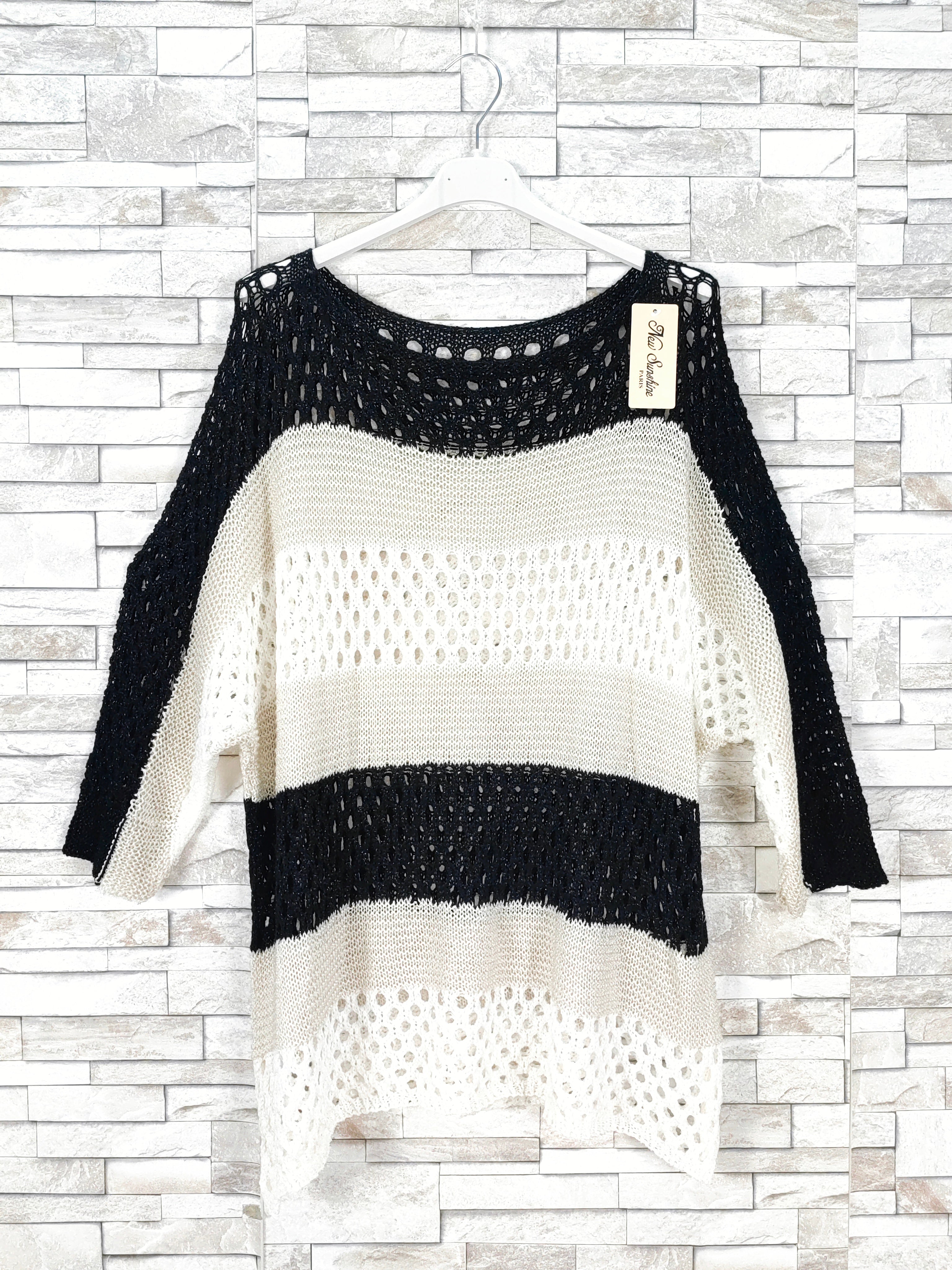 Top crochet manche chauve souris en maille brillante lurex (x6)