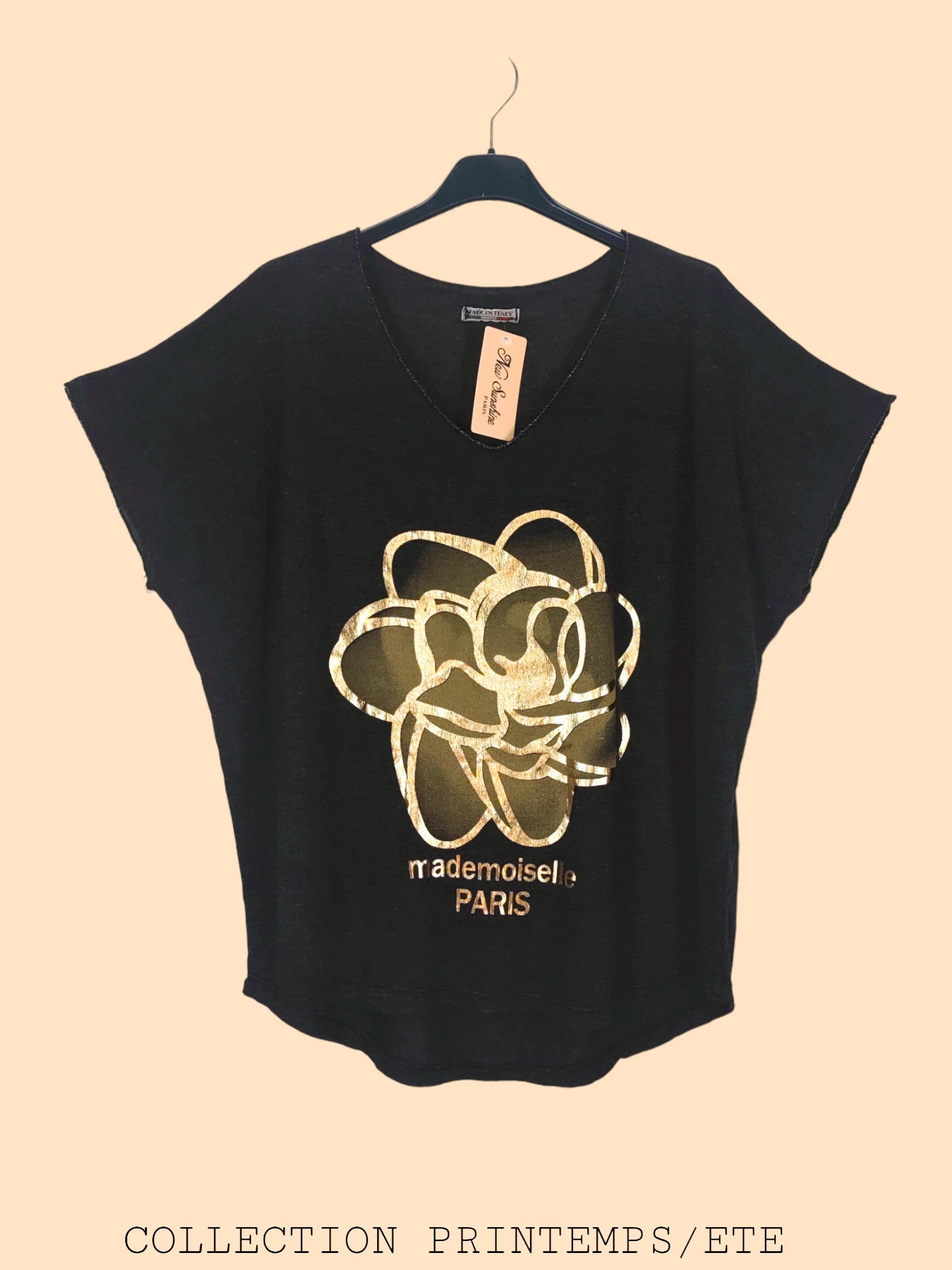 T-shirt col v à manches chauve-souris(x9)