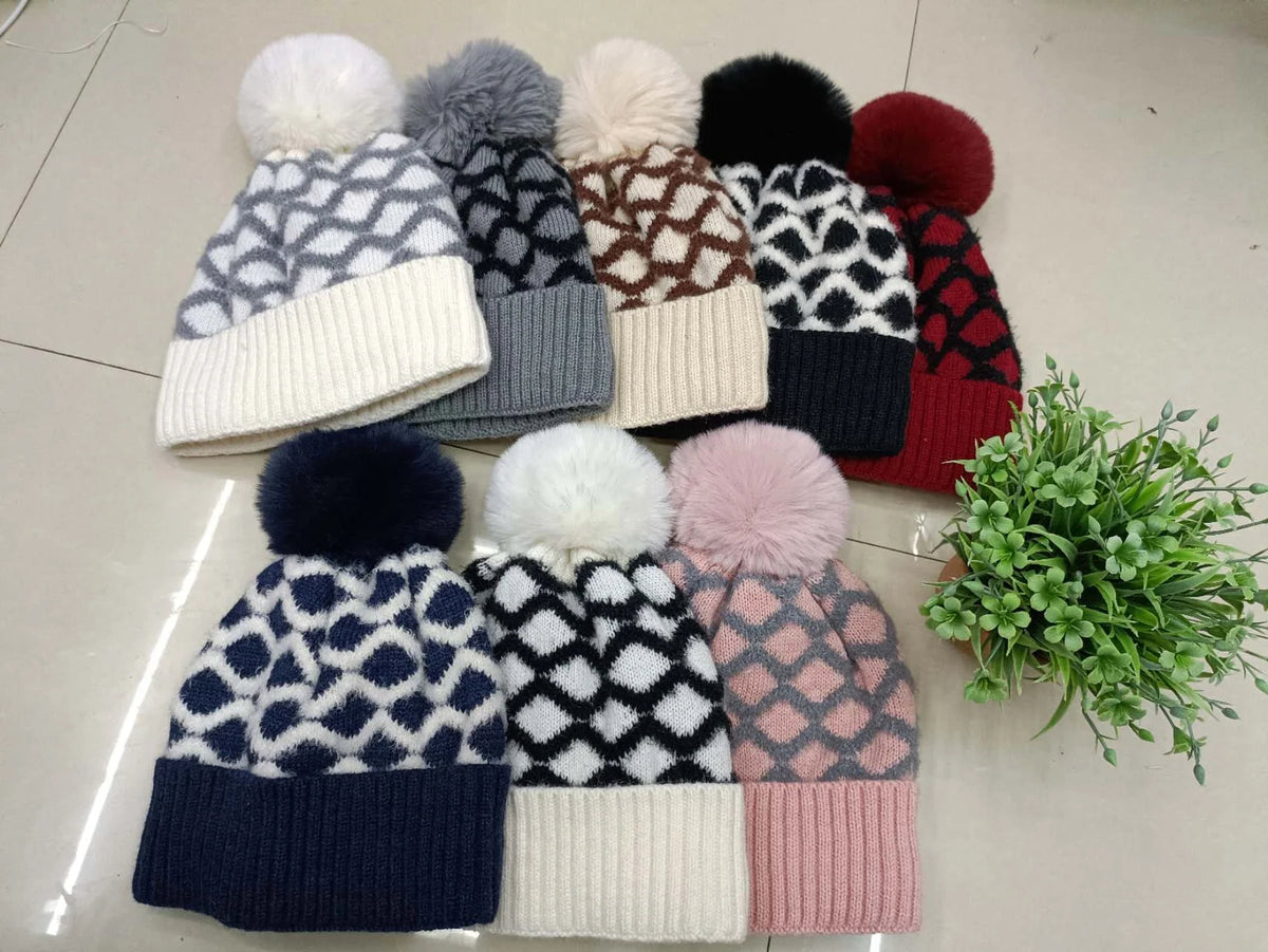 Bonnet Femme fourré pompon (x12) #5