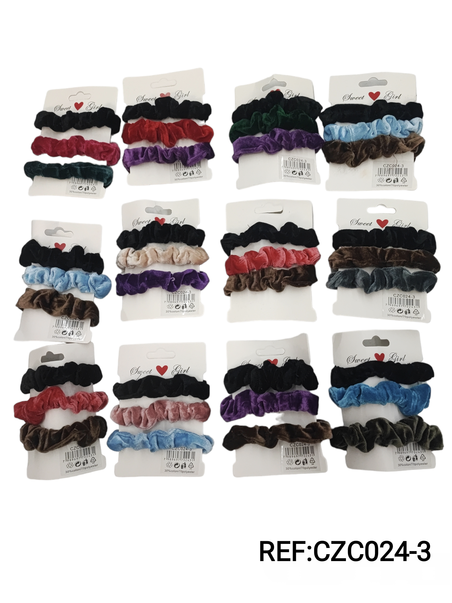 Chouchou Scrunchie  élastique froufrou    (x12)#3