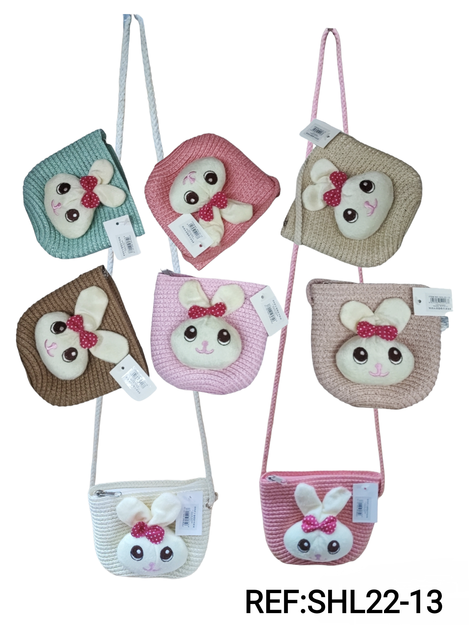 Sac mini paille fille motif lapin (x12)#13