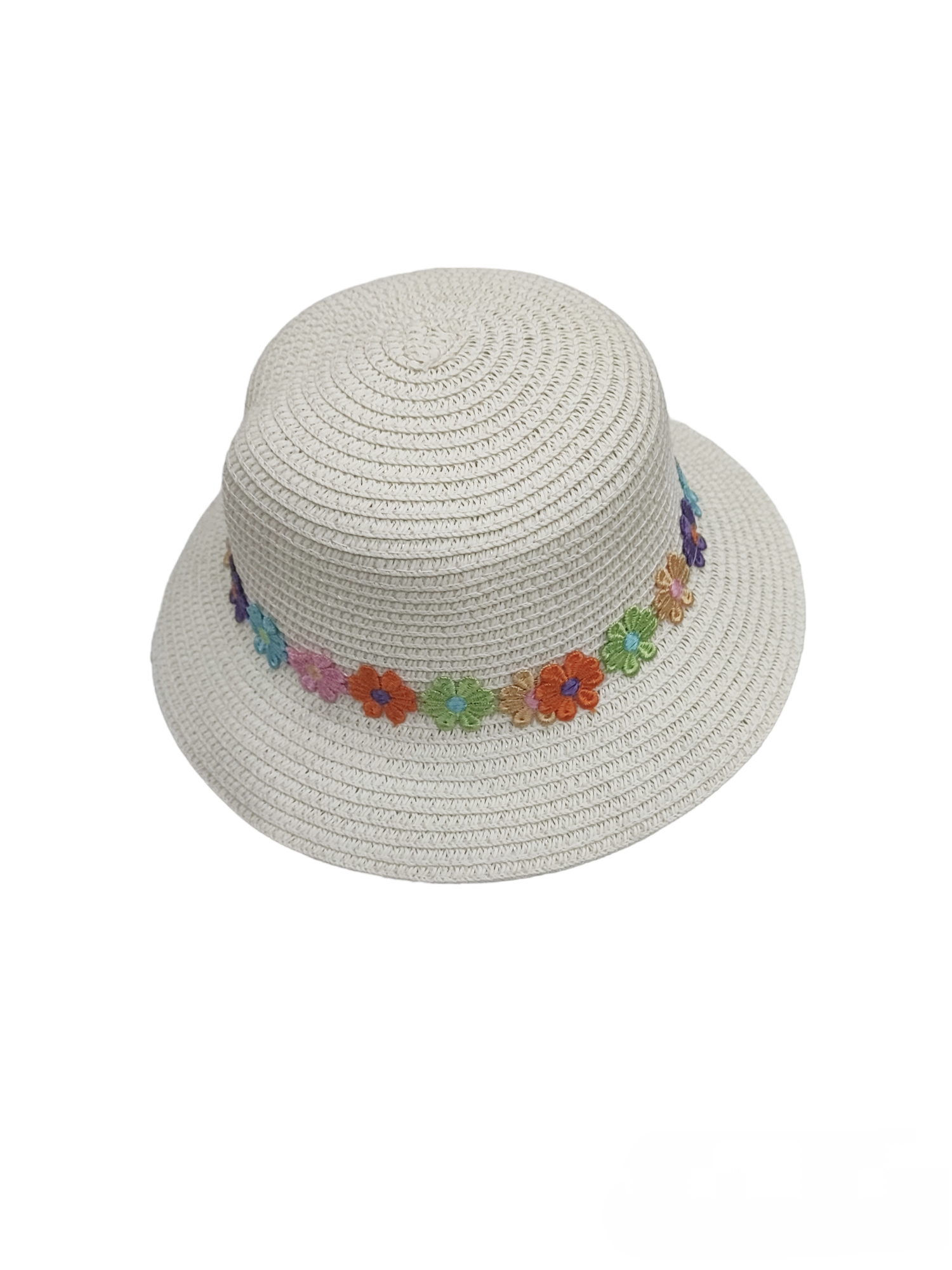 Chapeaux de paille taille enfant motif petite fleur (x12)