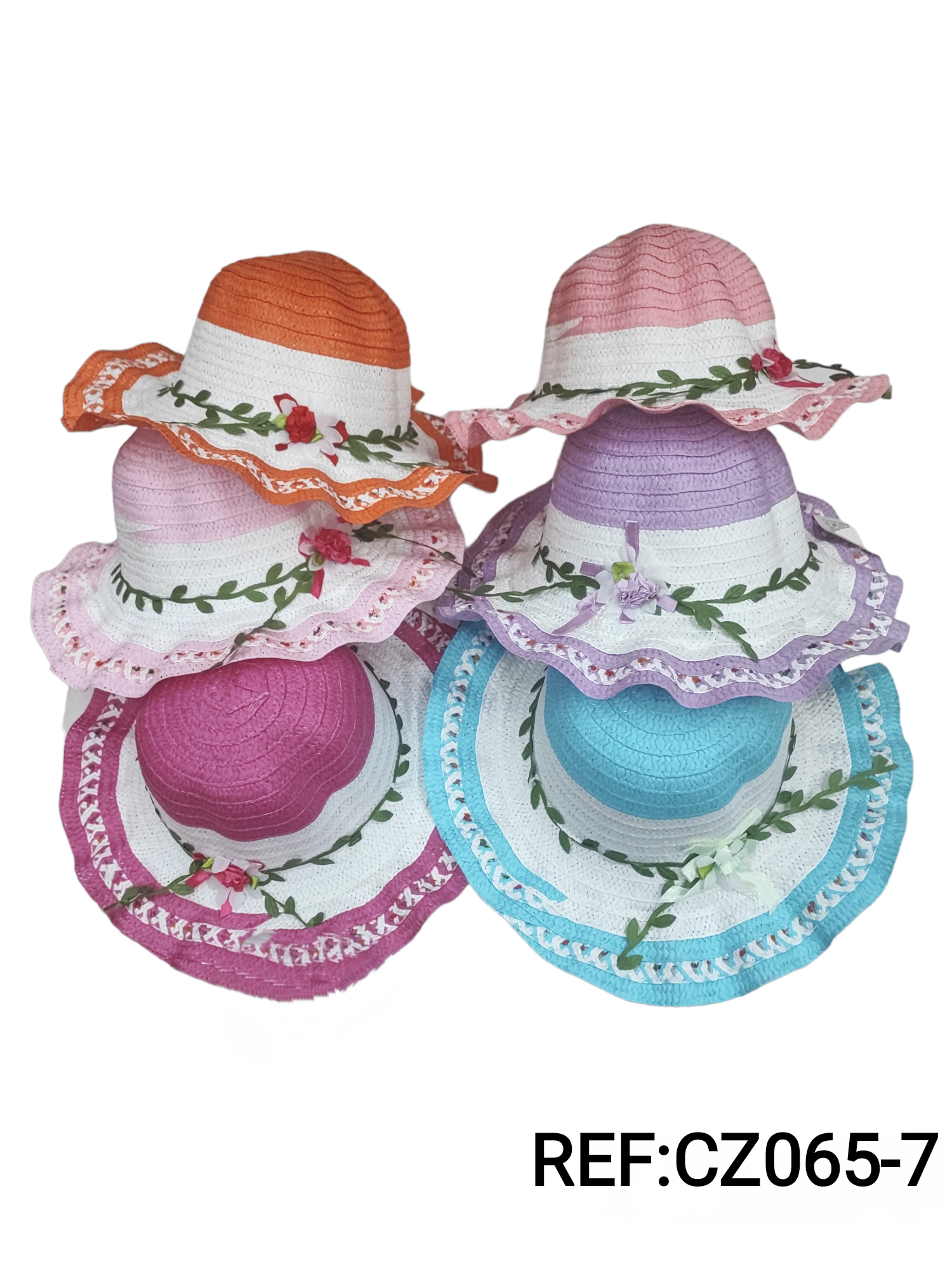 Chapeaux enfant motif fleurs (x12)