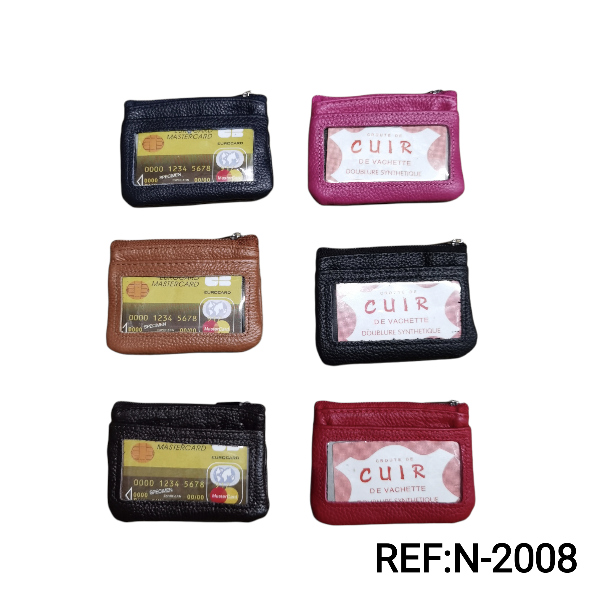 Porte-carte Porte-monnaie Croûte de cuir de vachette (x12)