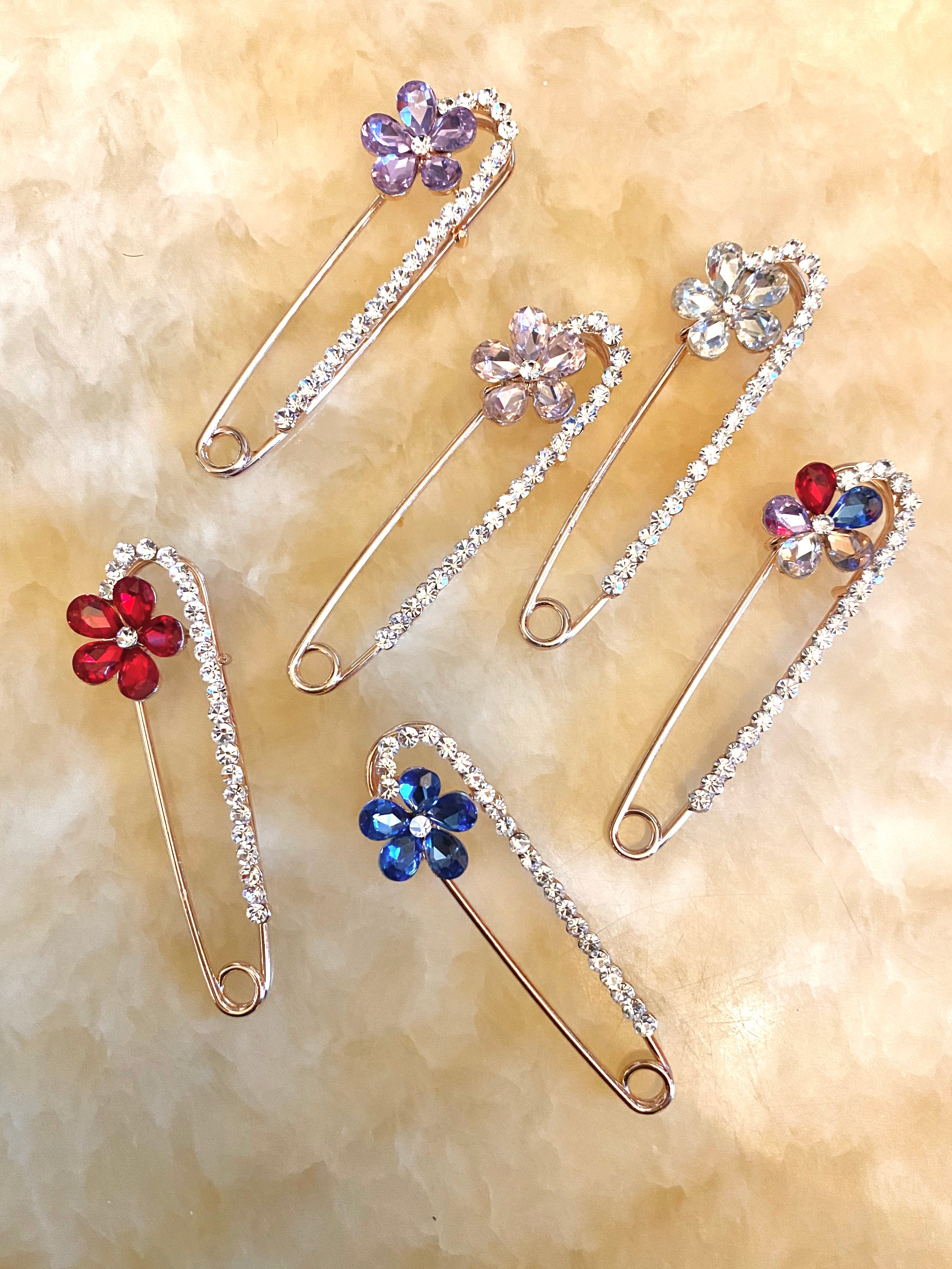 Broche epingle fleur #CZB9-06 (x6)