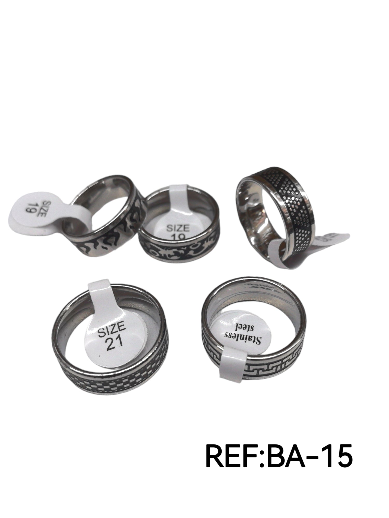 bagues homme acier inoxydable motif mélange(x36) 1,00€/unité