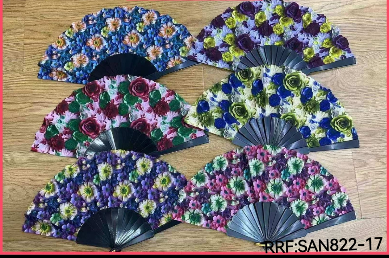 Éventails motif fleur(x12)#17