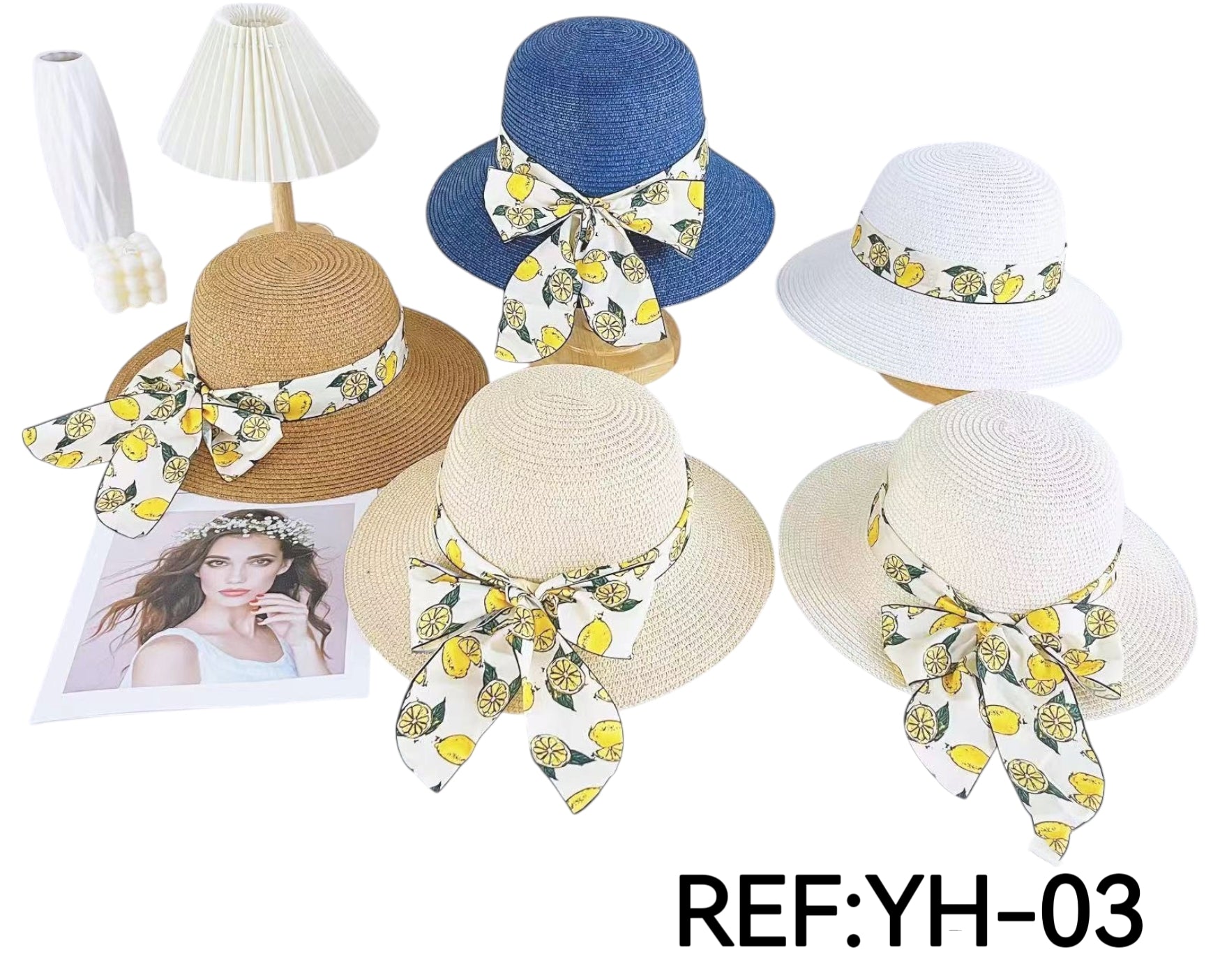 Chapeau capeline ruban citron(x12)#03