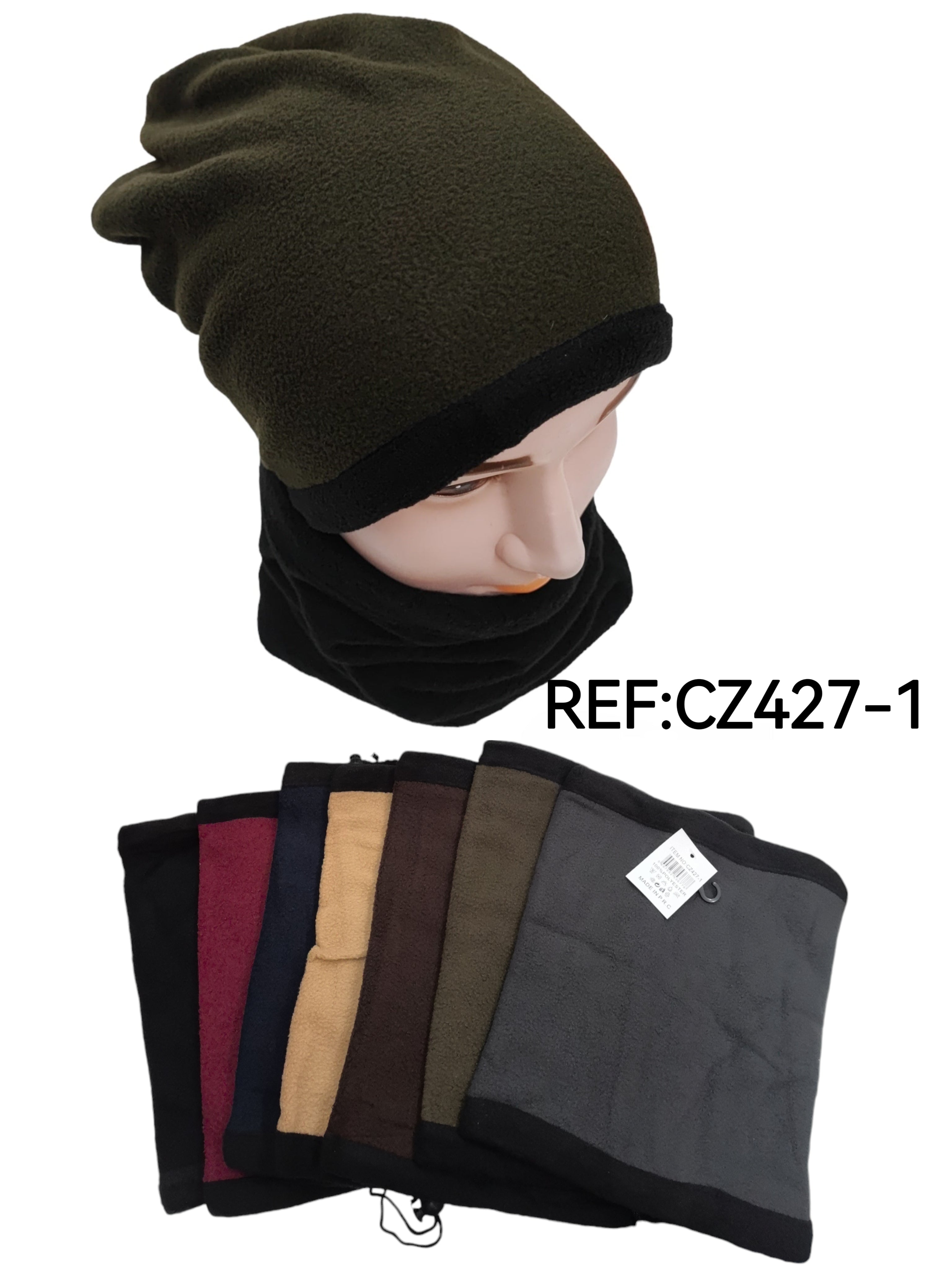 Snood 2-en-1 tour de cou bonnet HOMME moumoute (x12)