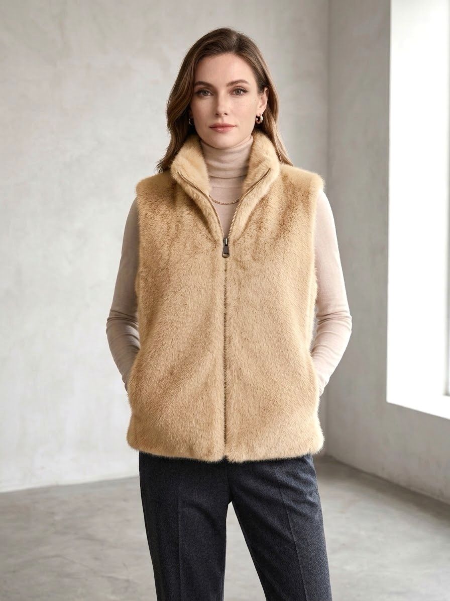 Gilet Sans Manches Fausses Fourrure (x6)