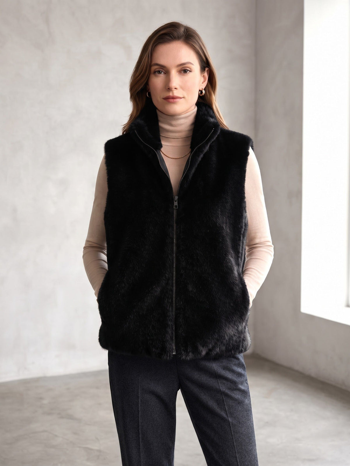 Gilet Sans Manches Fausses Fourrure (x6)