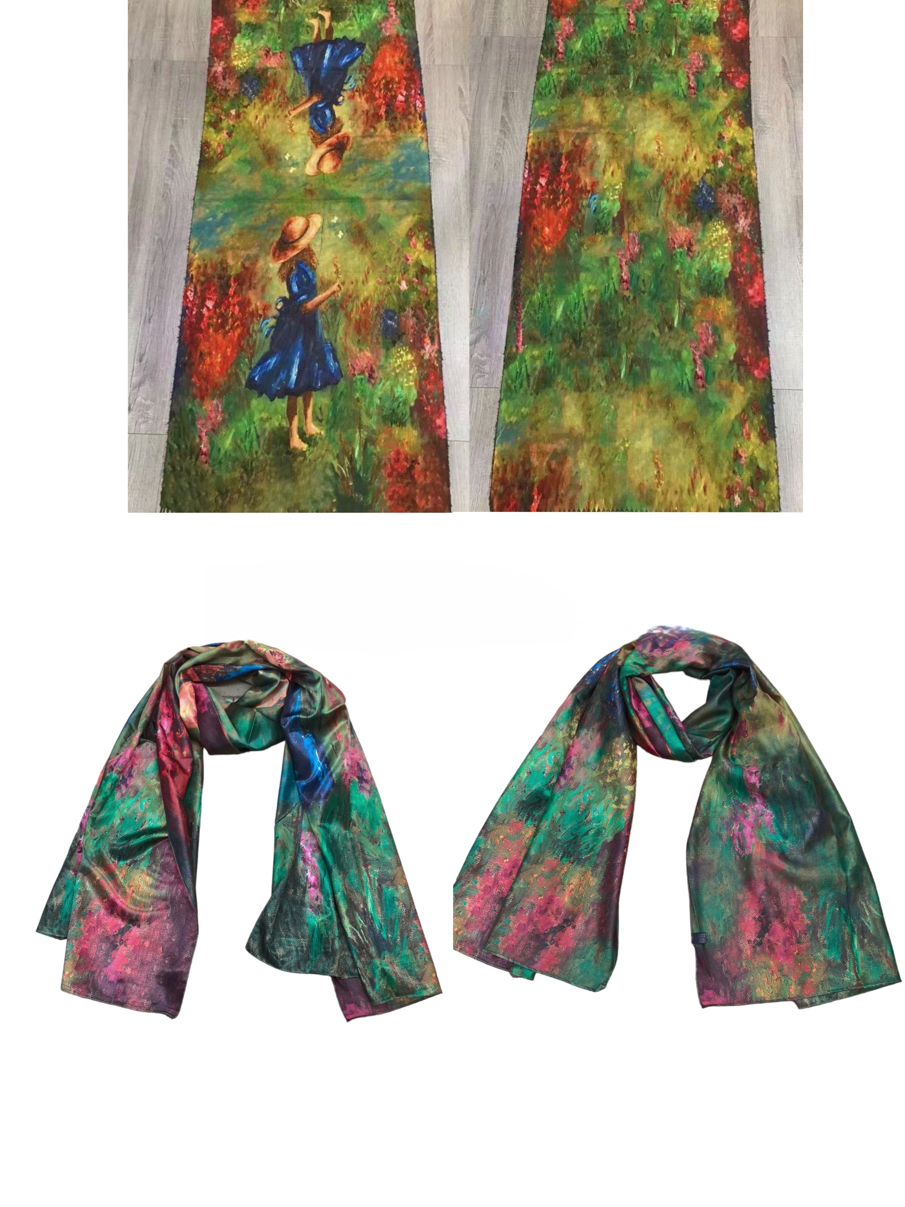 Foulards châle peinture à l'huile double face motif mélange(x16)#