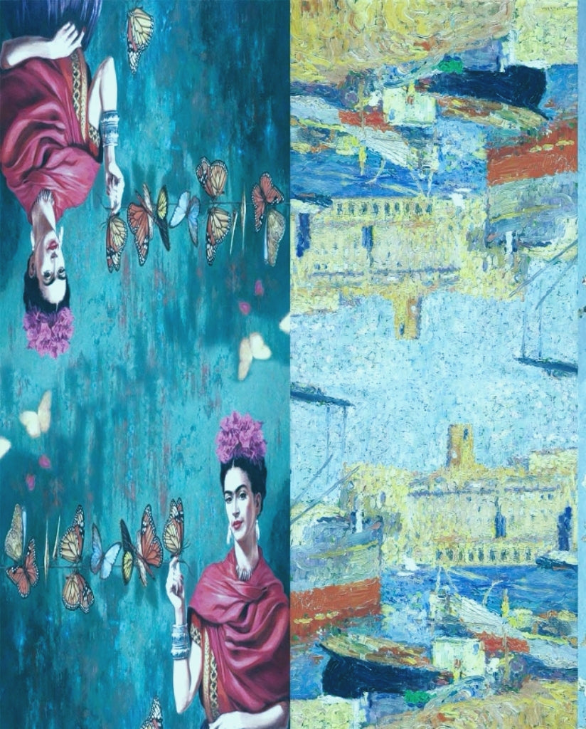 Foulards châle peinture à l'huile double face (x4)#27