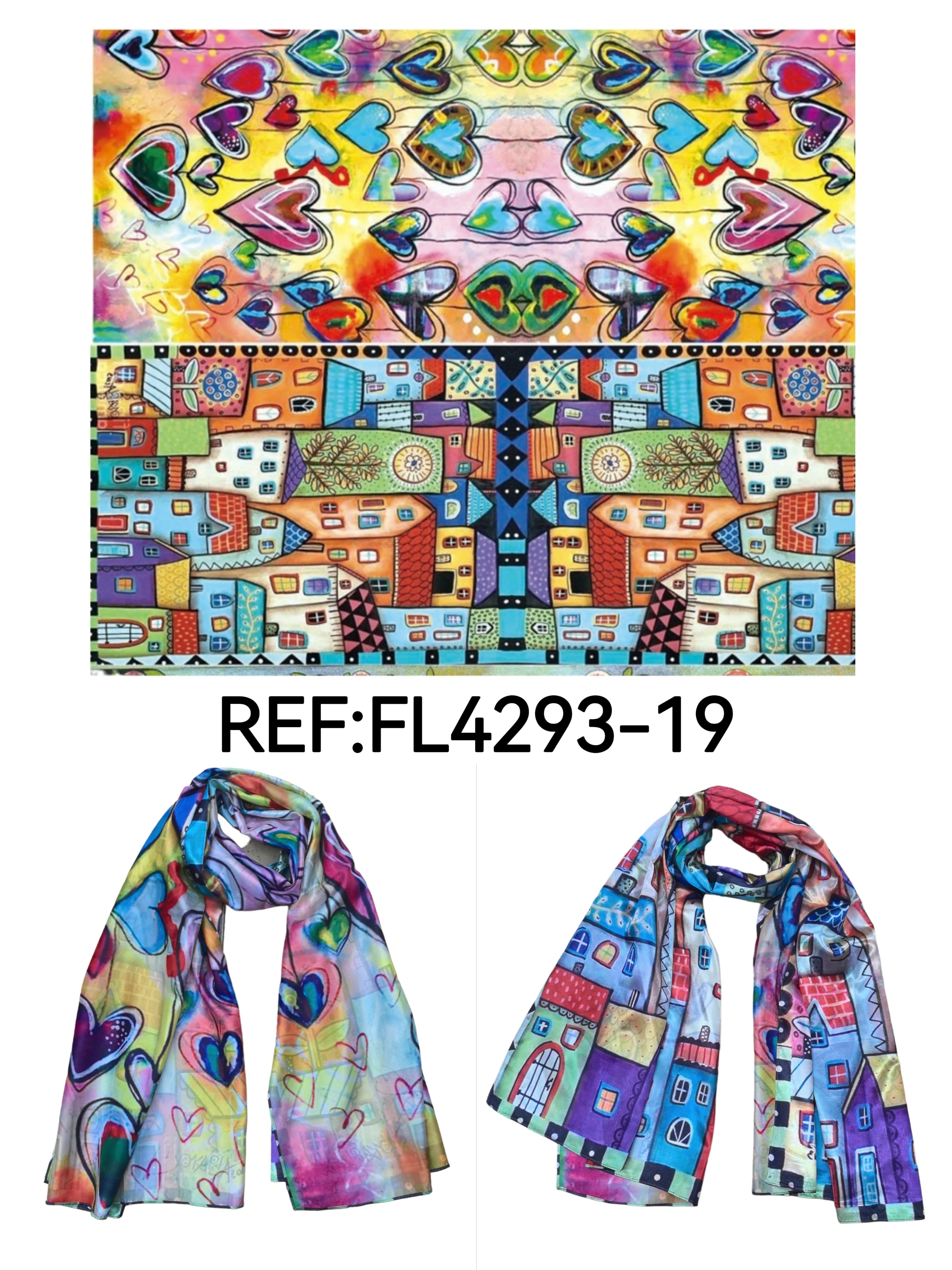 Foulards châle peinture à l'huile double face (x4)#19