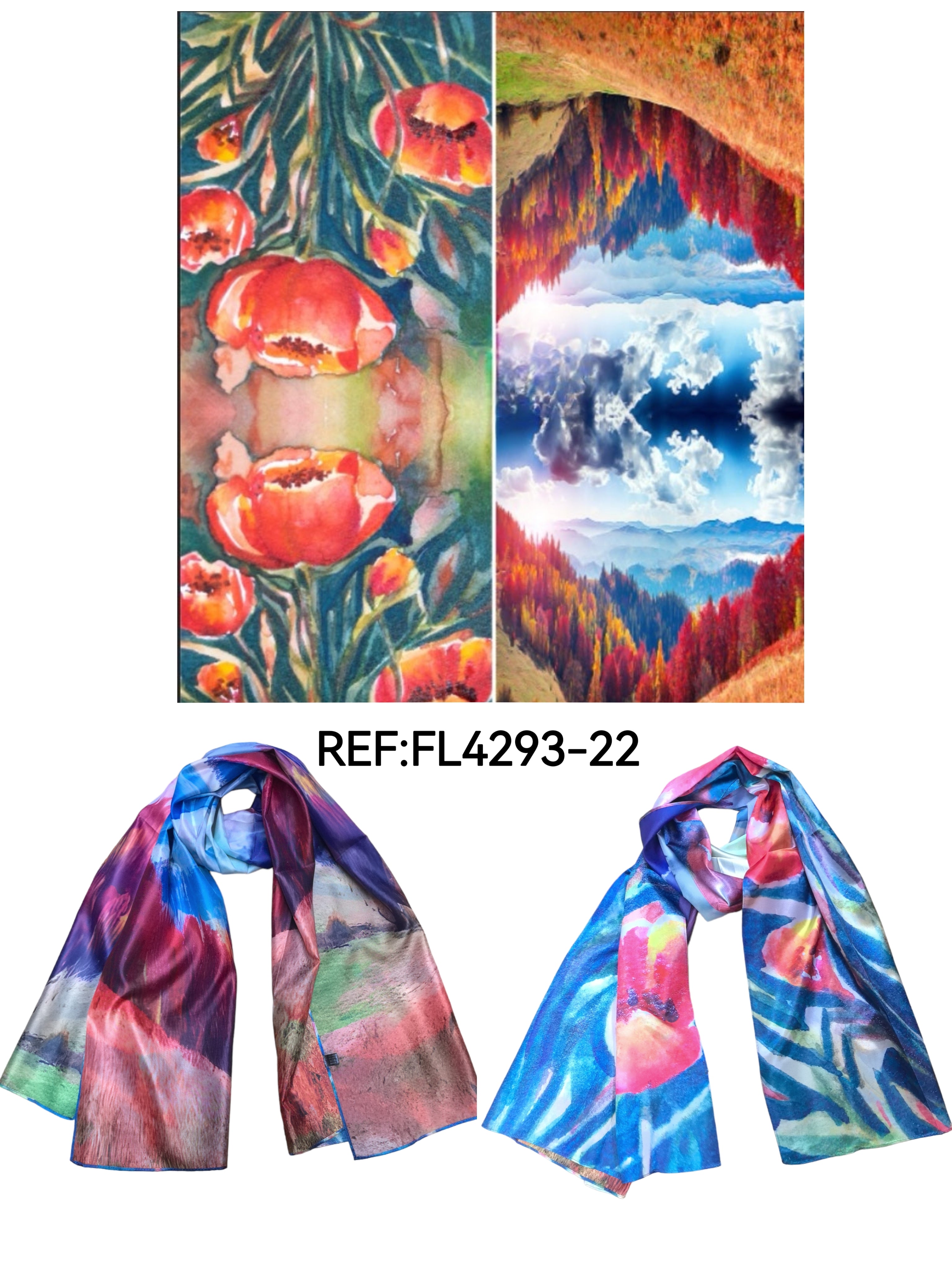 Foulards châle peinture à l'huile double face (x4)#22