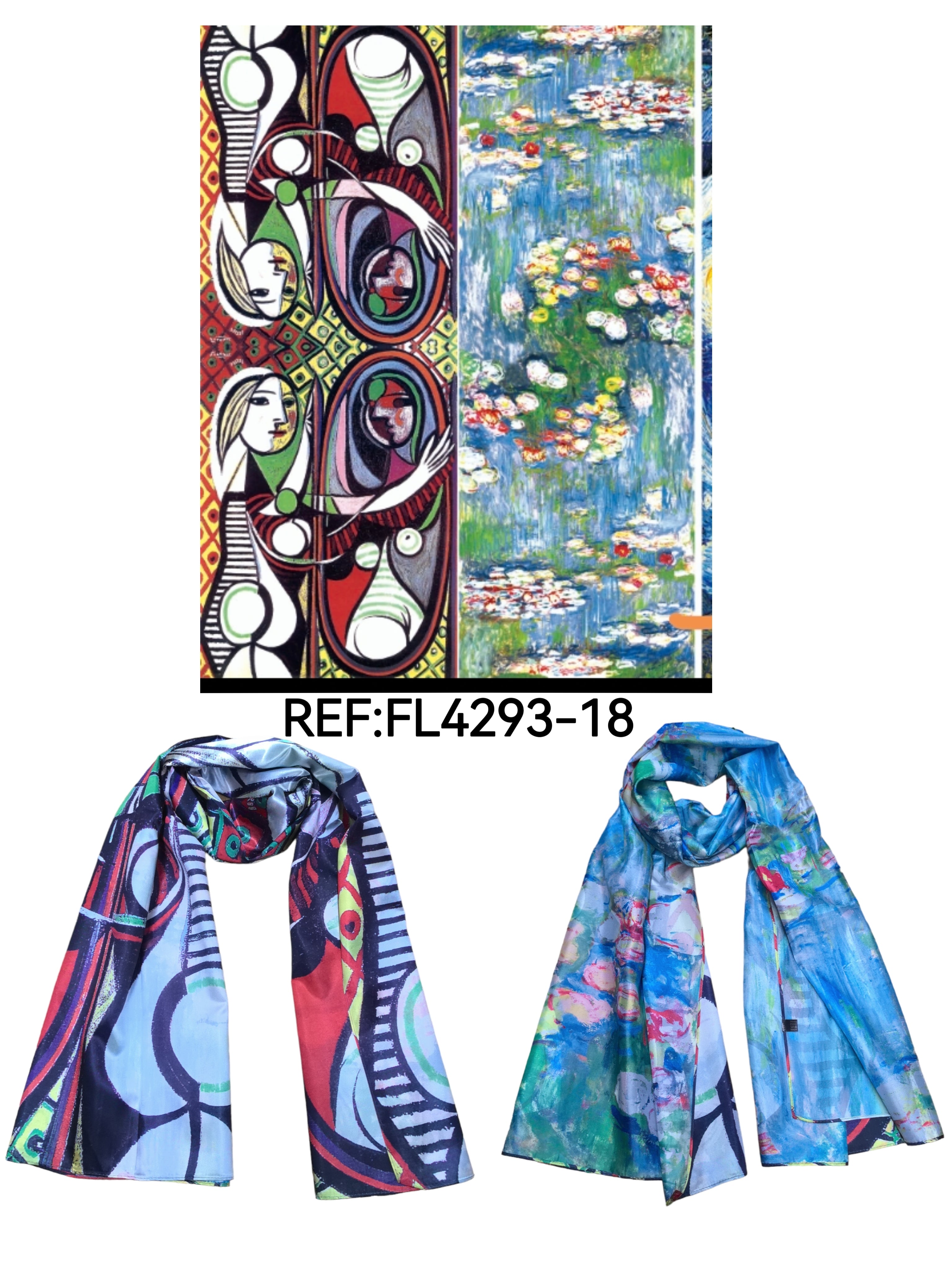 Foulards châle peinture à l'huile double face (x4)#18