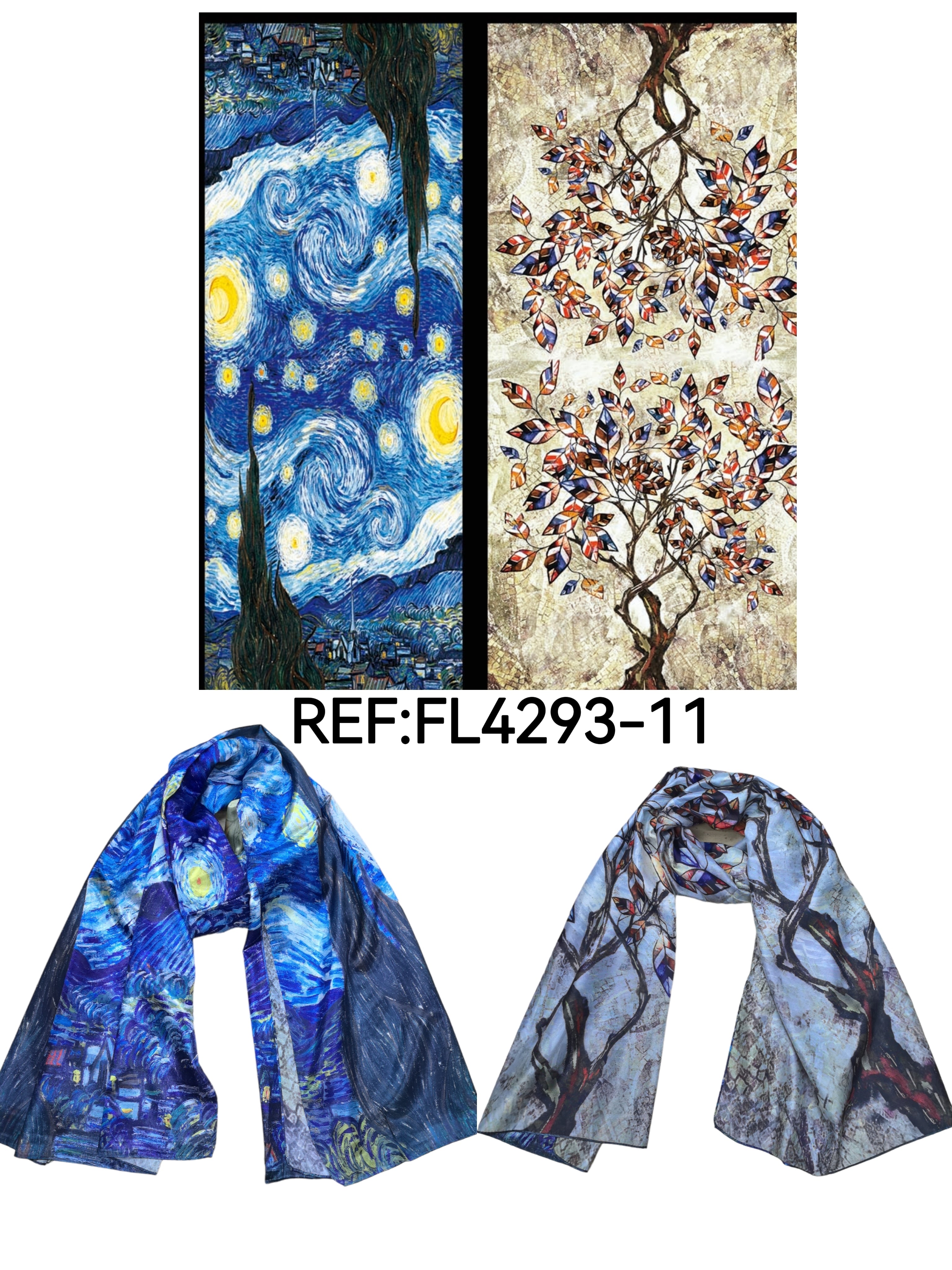 Foulards châle peinture à l'huile double face (x4)#11