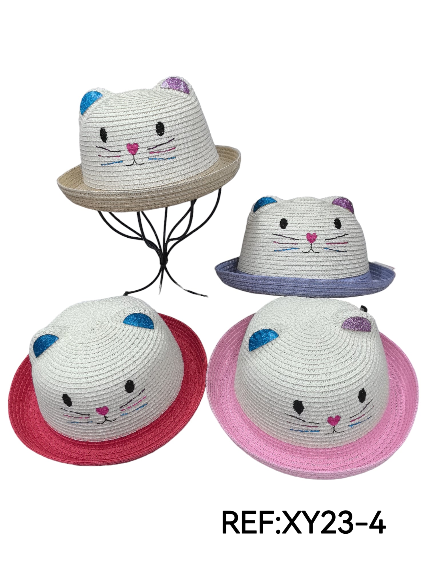 Chapeau enfant décor tête de chat (x12)