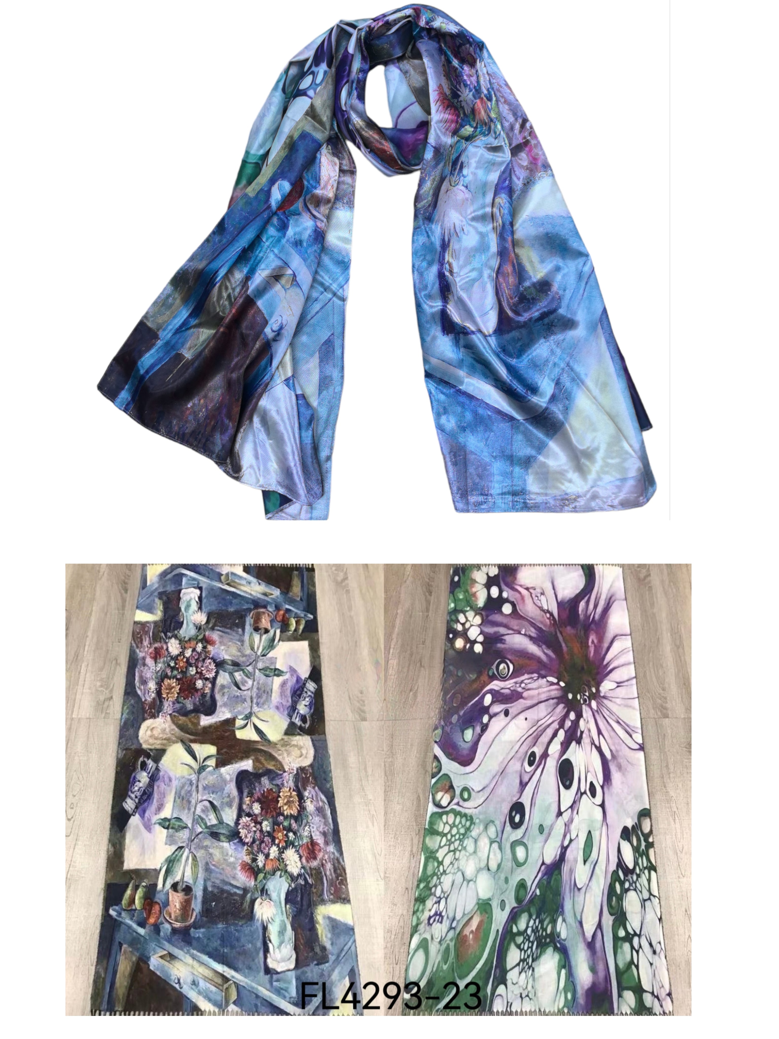 Foulards châle peinture à l'huile double face (x4)#23