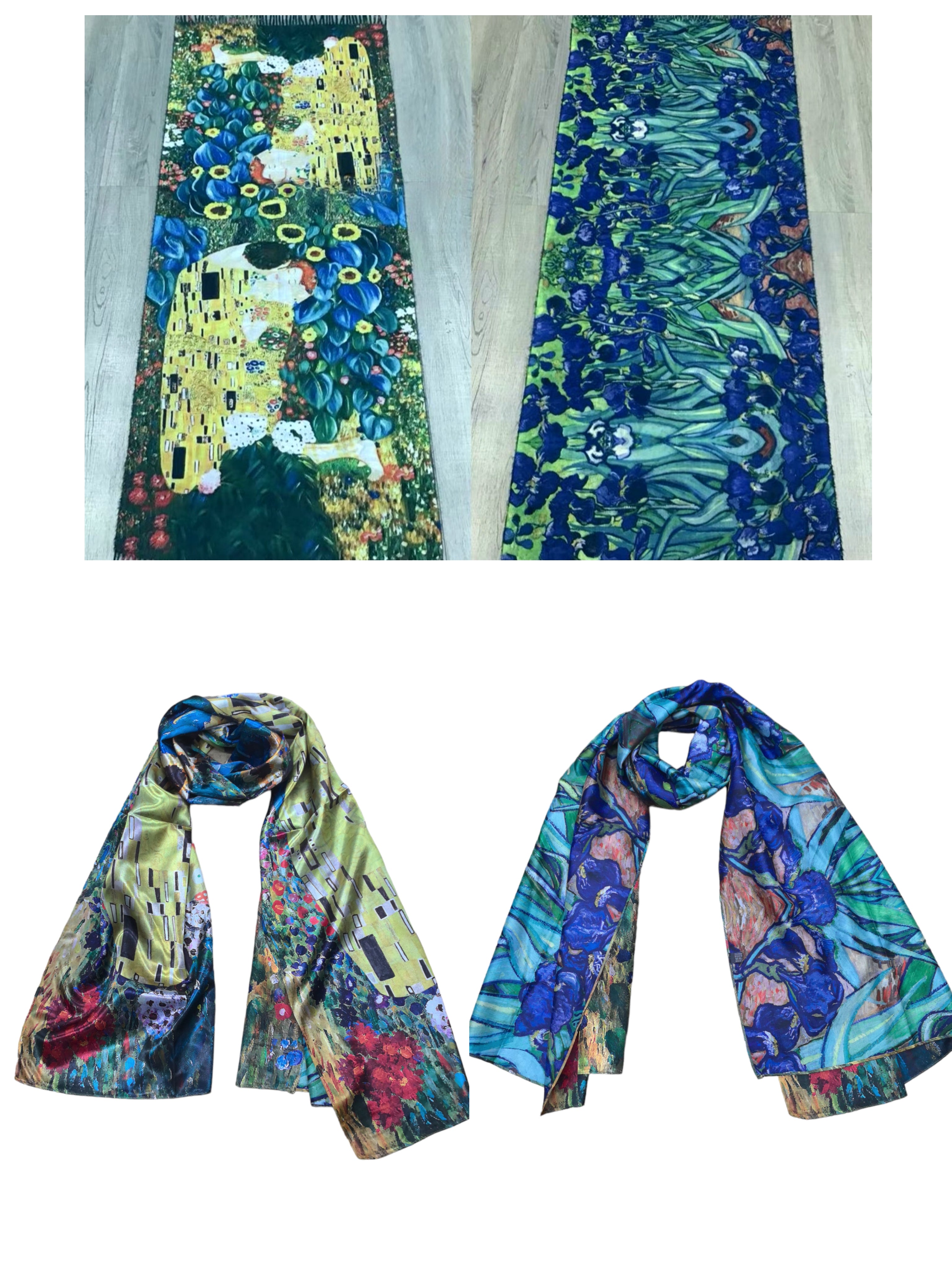 Foulards châle peinture à l'huile double face motif mélange(x16)#