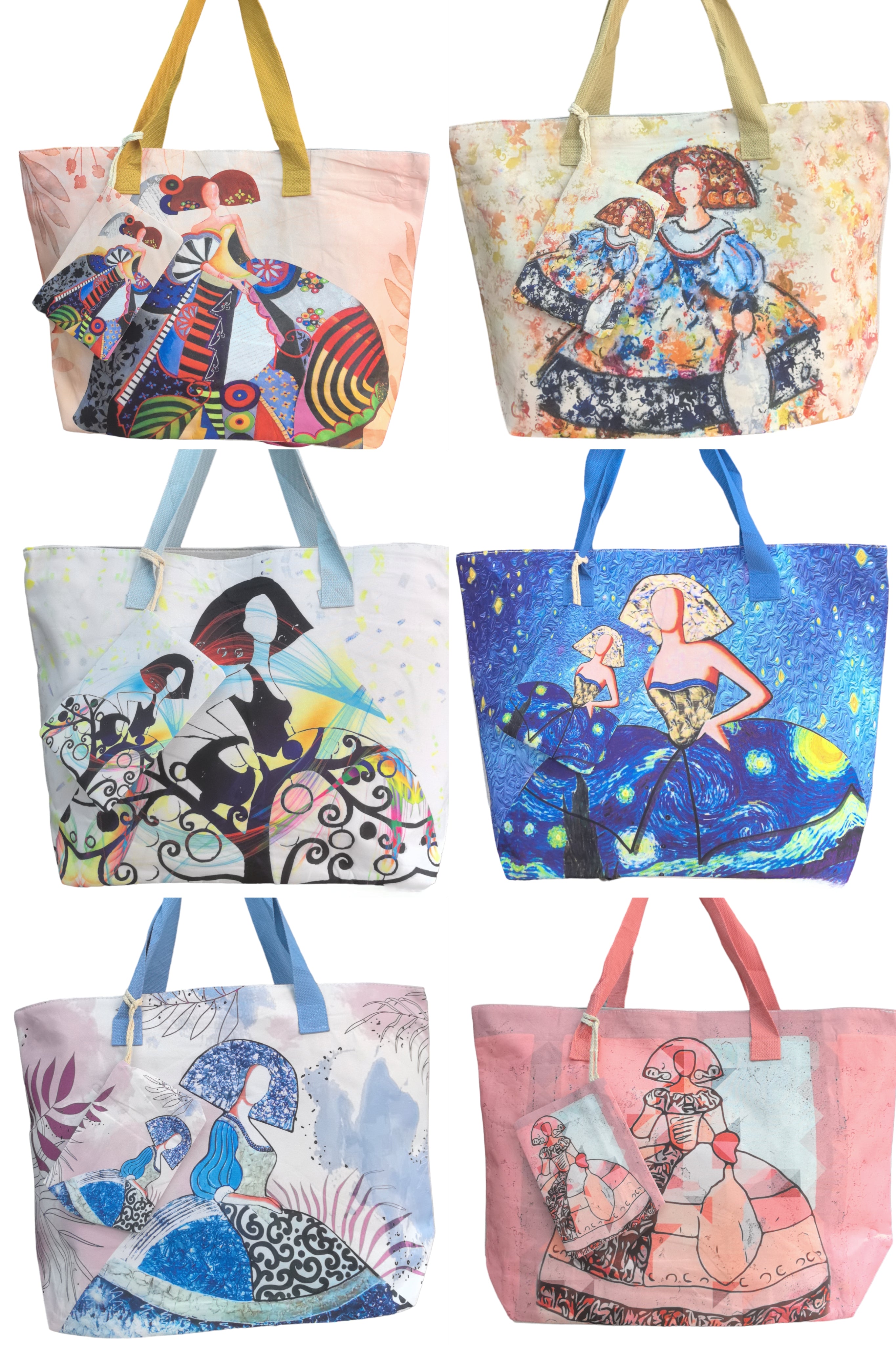 Sac de plage motif femme (x6)