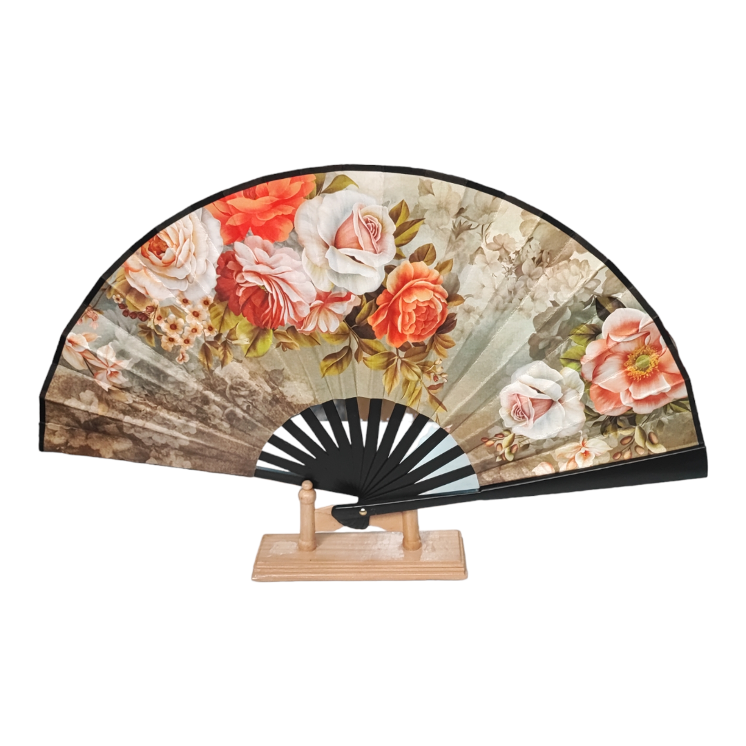 Éventails motif fleur double face (x12)#25